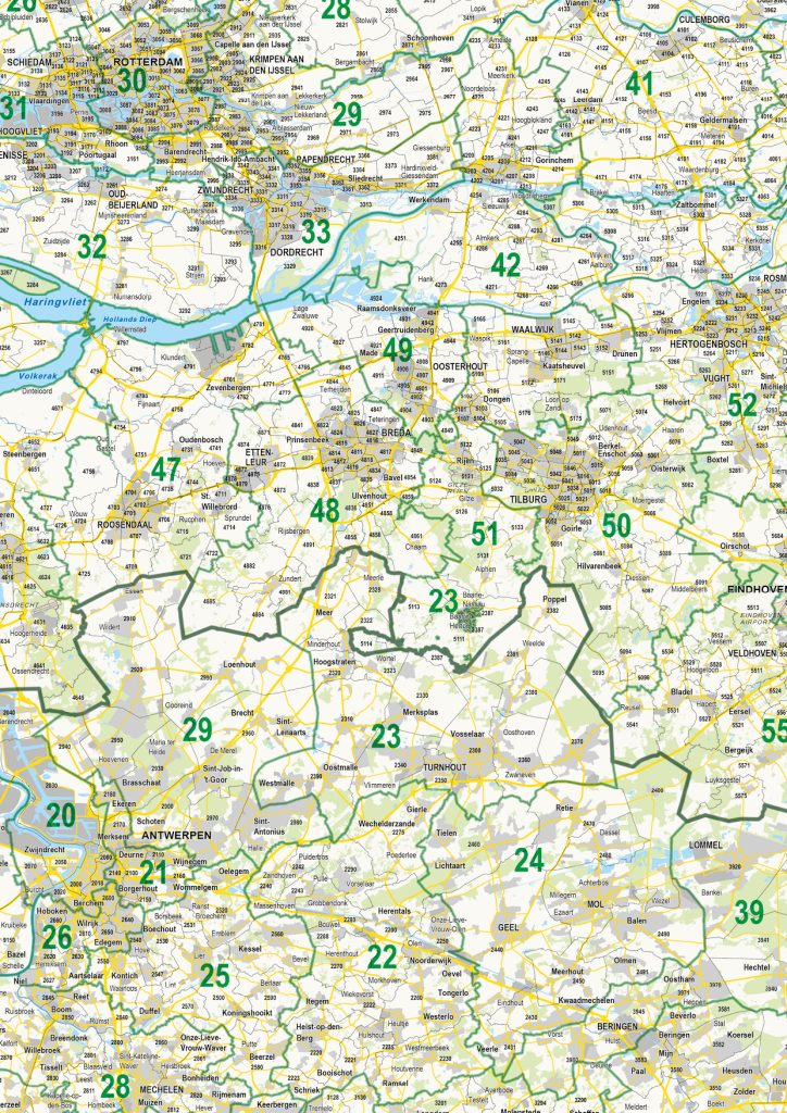Postcodekaart Benelux 2- en 4-cijferig 1588 - Kaarten en Atlassen.nl