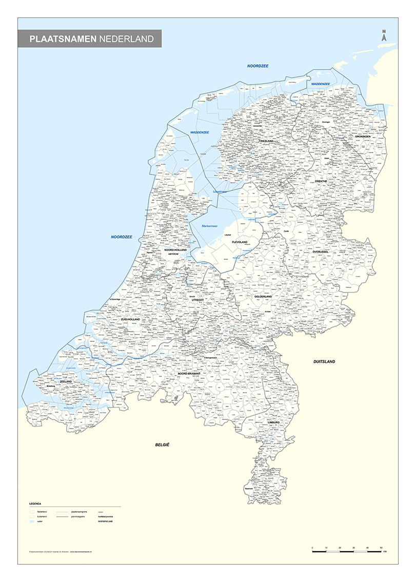 Plaatsnamenkaart Nederland