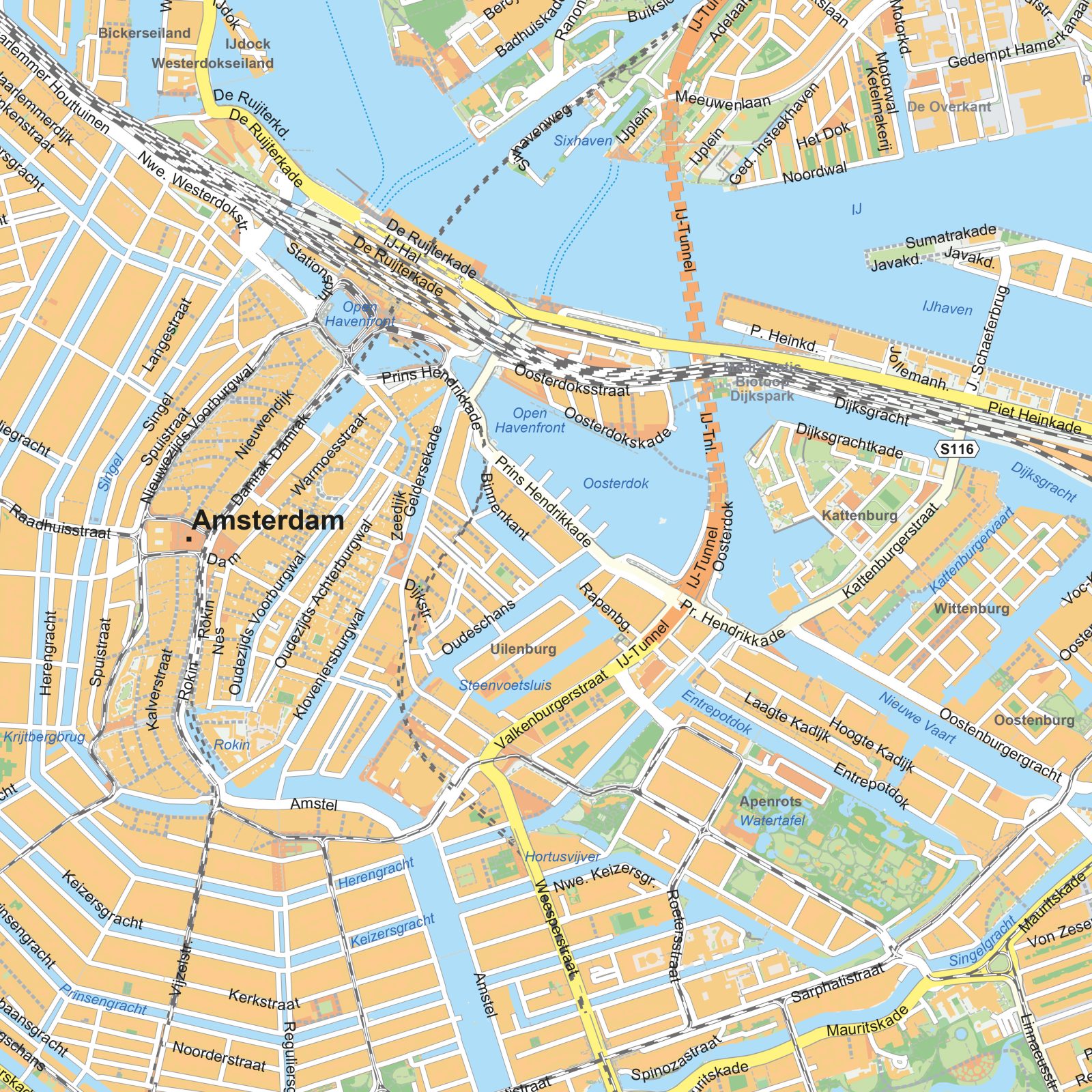 Kaart Amsterdam detail