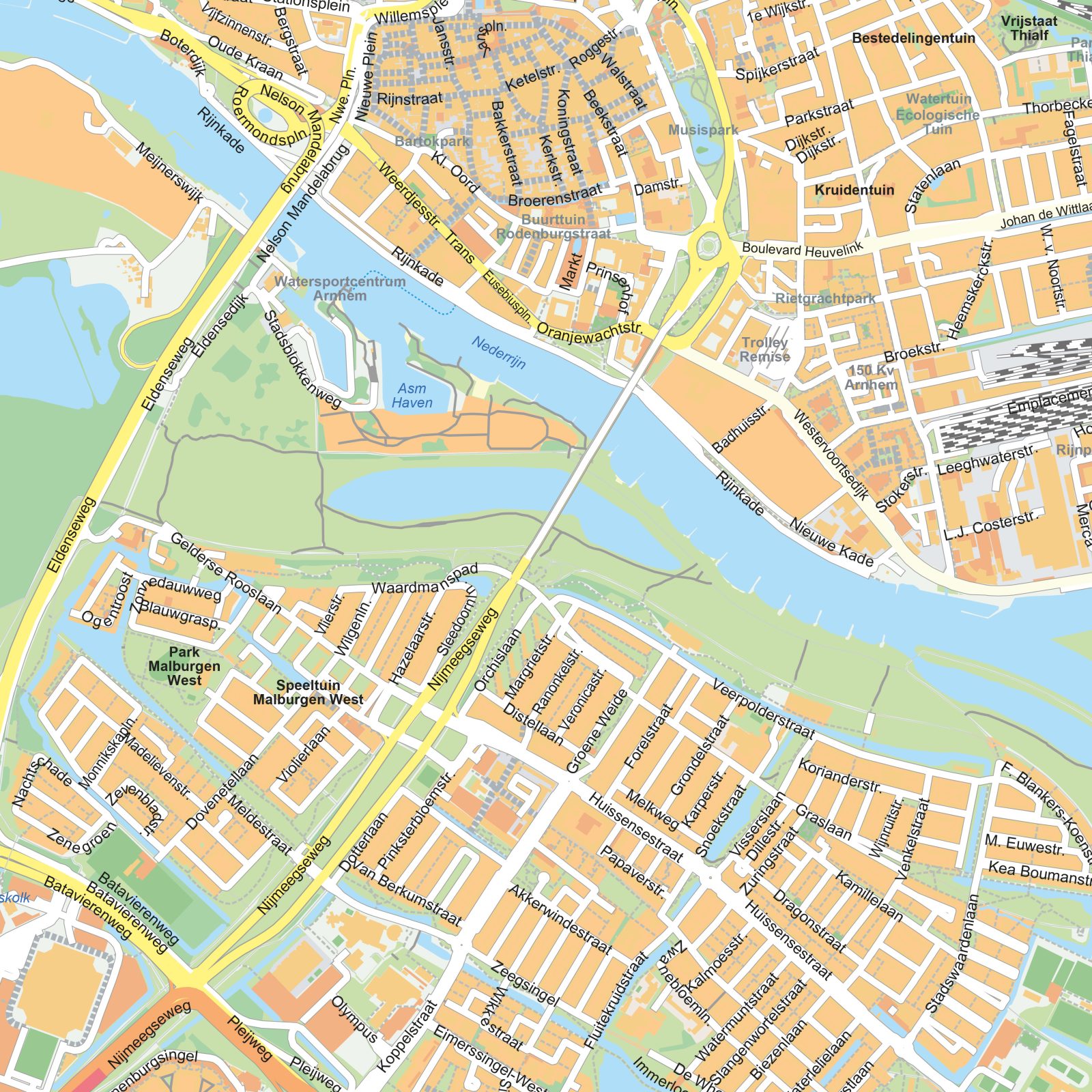 Kaart Arnhem detail