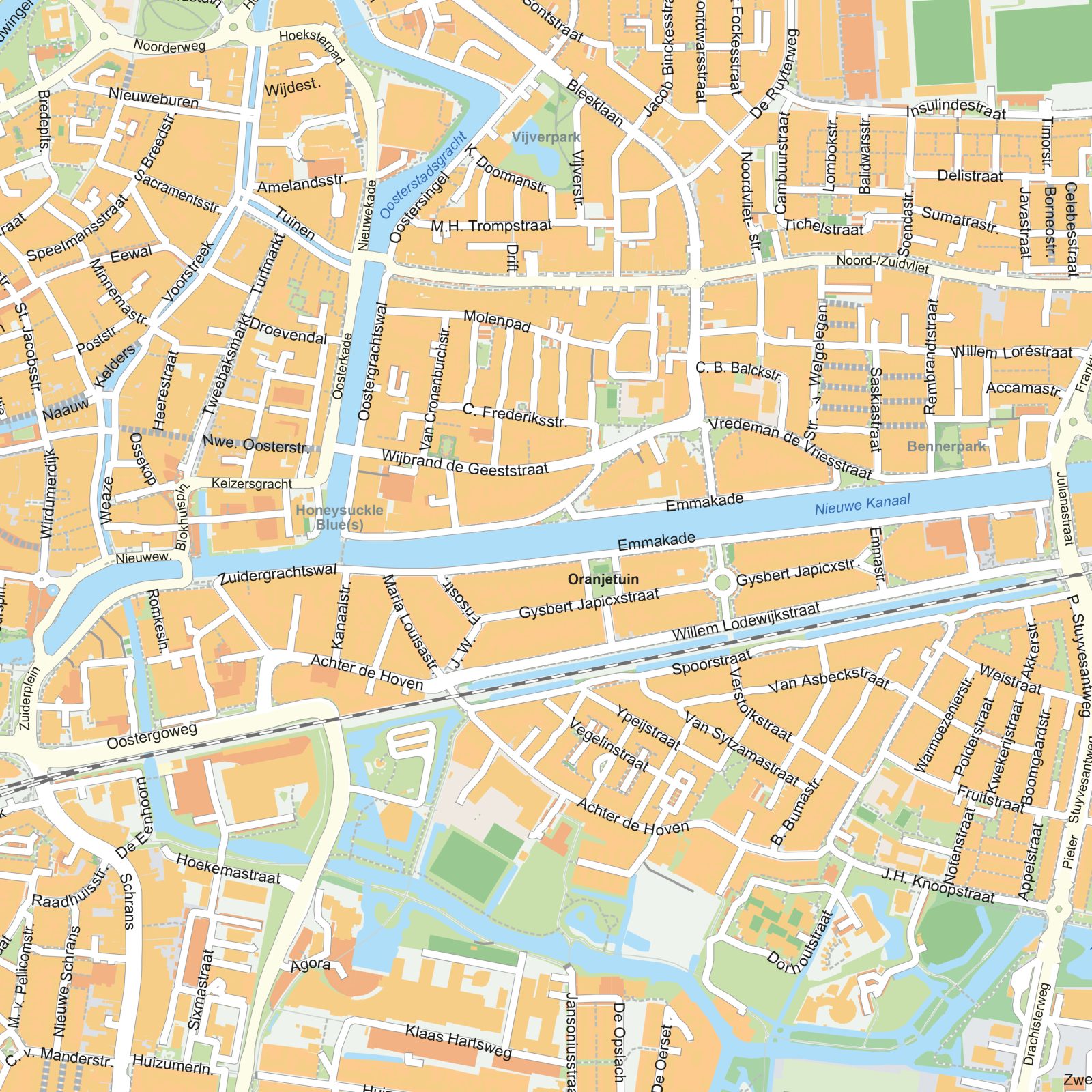 Kaart Leeuwarden detail