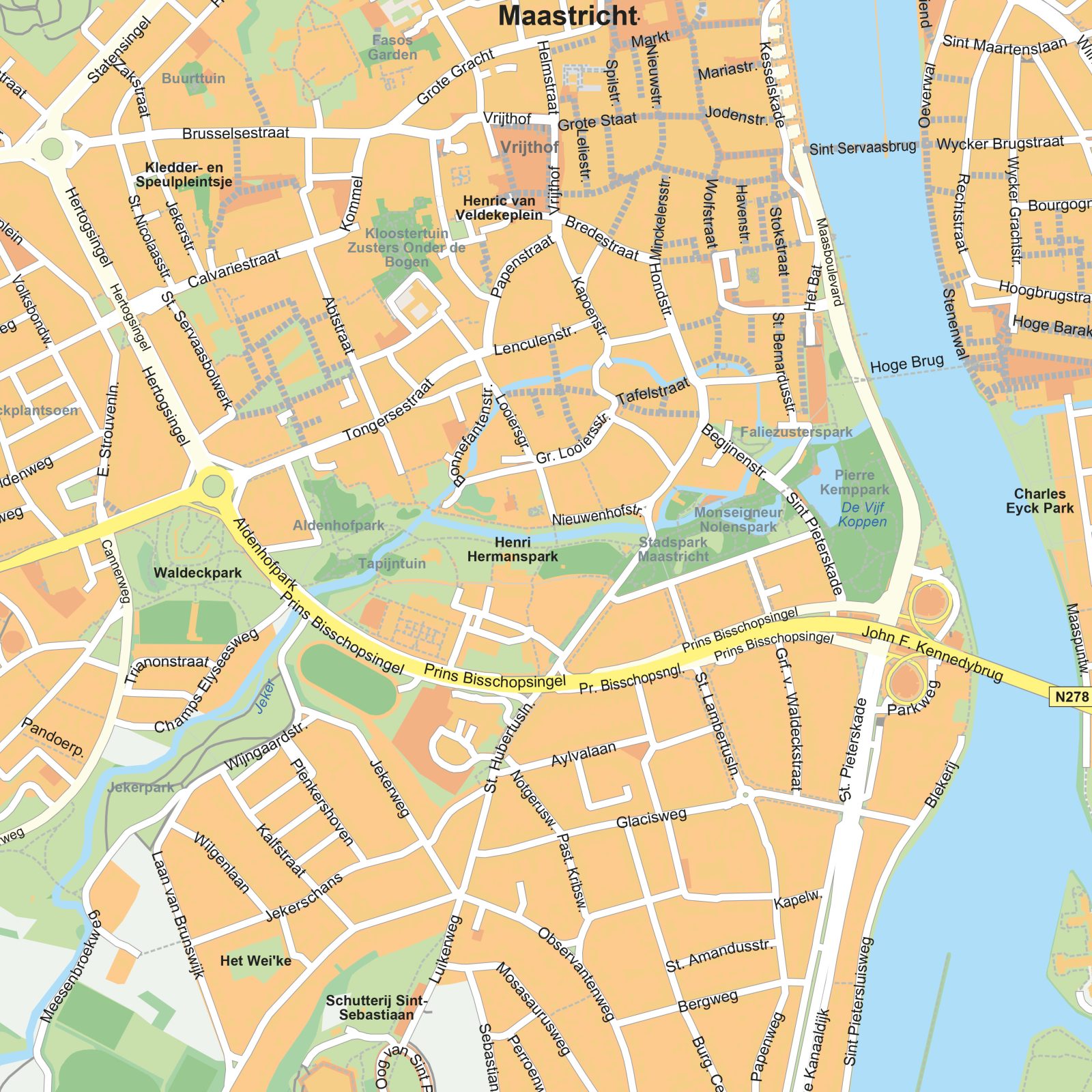Kaart Maastricht detail