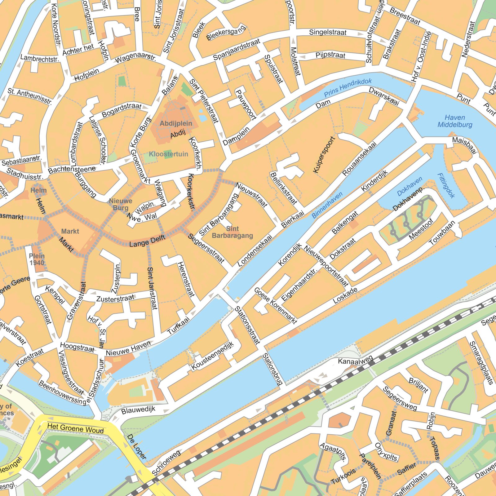 Kaart Middelburg detail