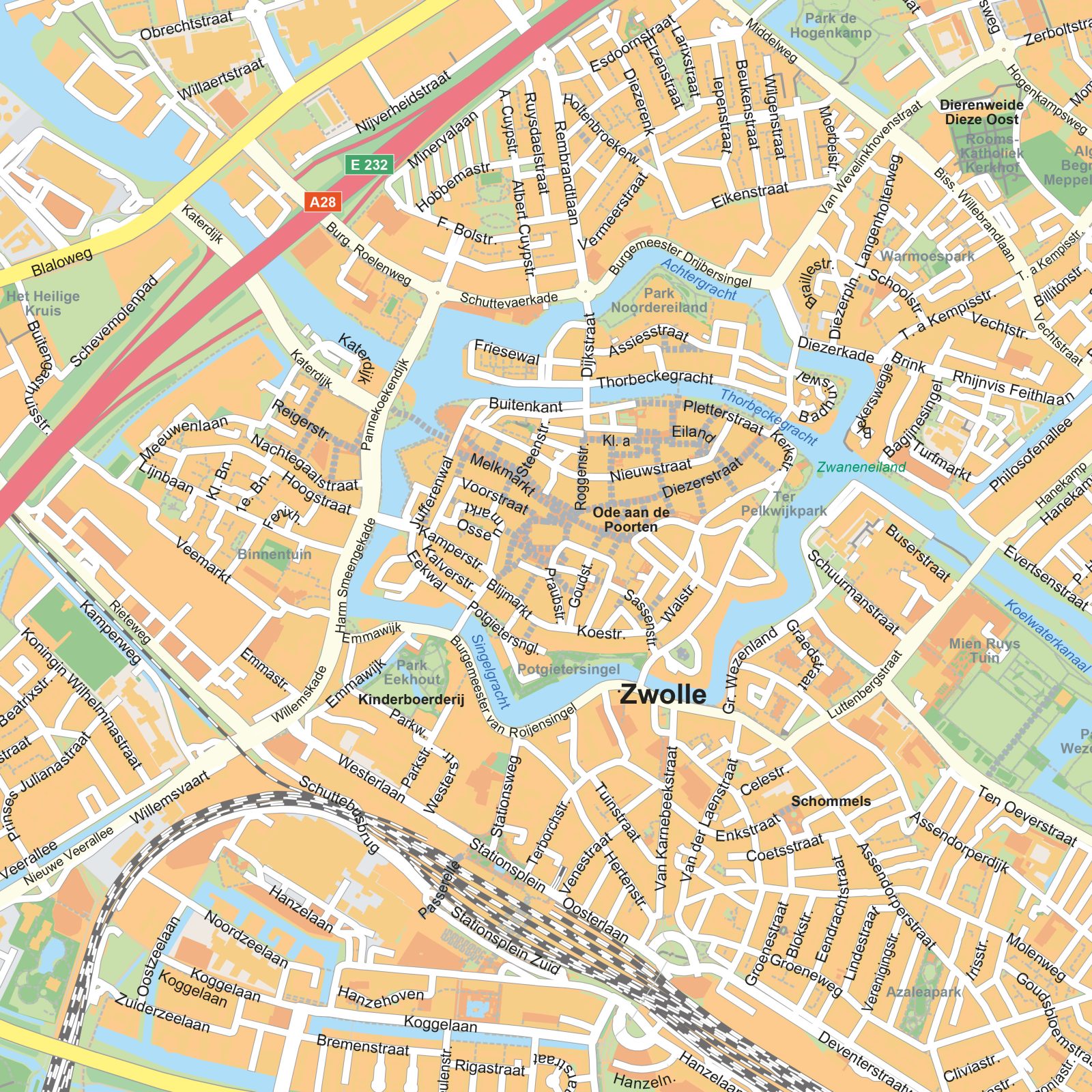 Kaart Zwolle detail