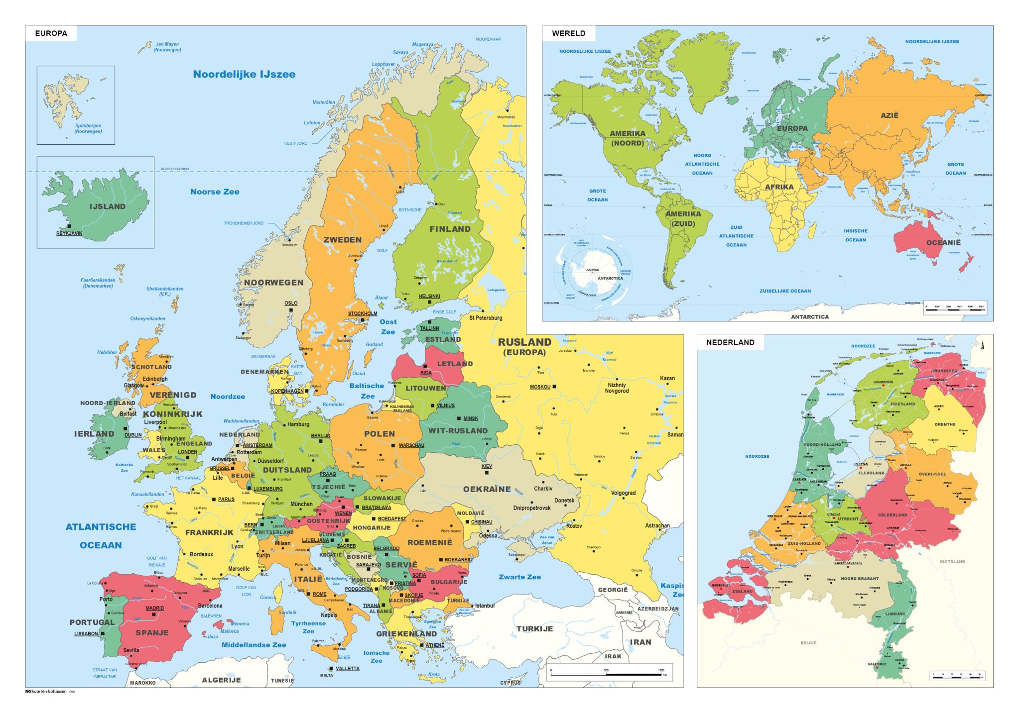 Europa/Wereld/Nederland Schoolkaart 299