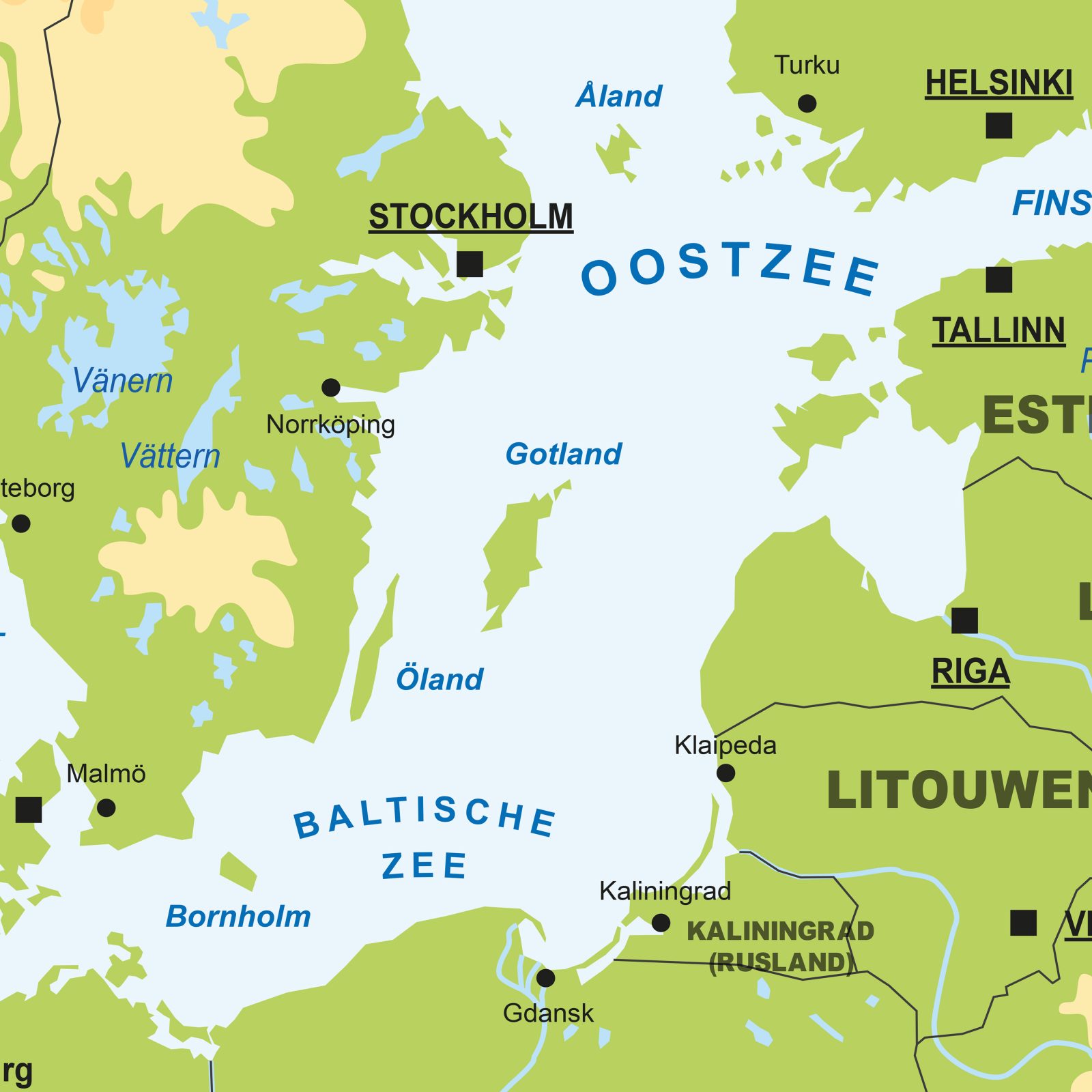 Schoolkaart Europa Natuurkundig