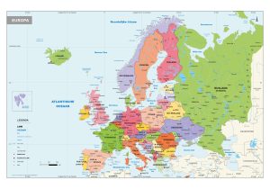 Gedetailleerde Schoolkaart Europa Staatkundig 1405