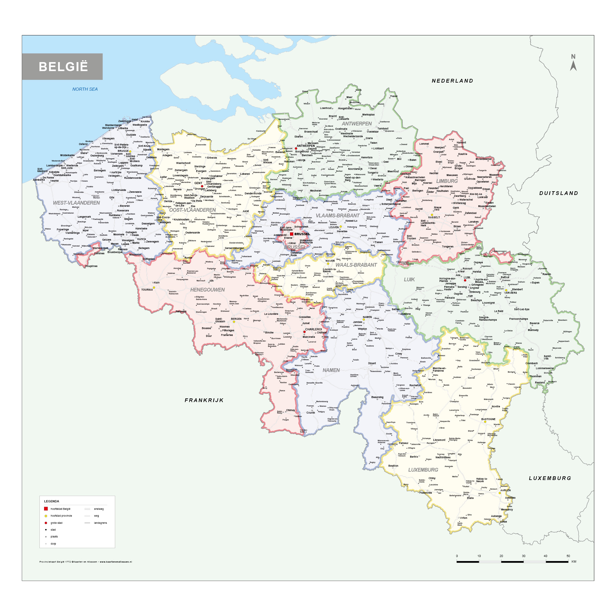 Frisse Landkaart België 1772