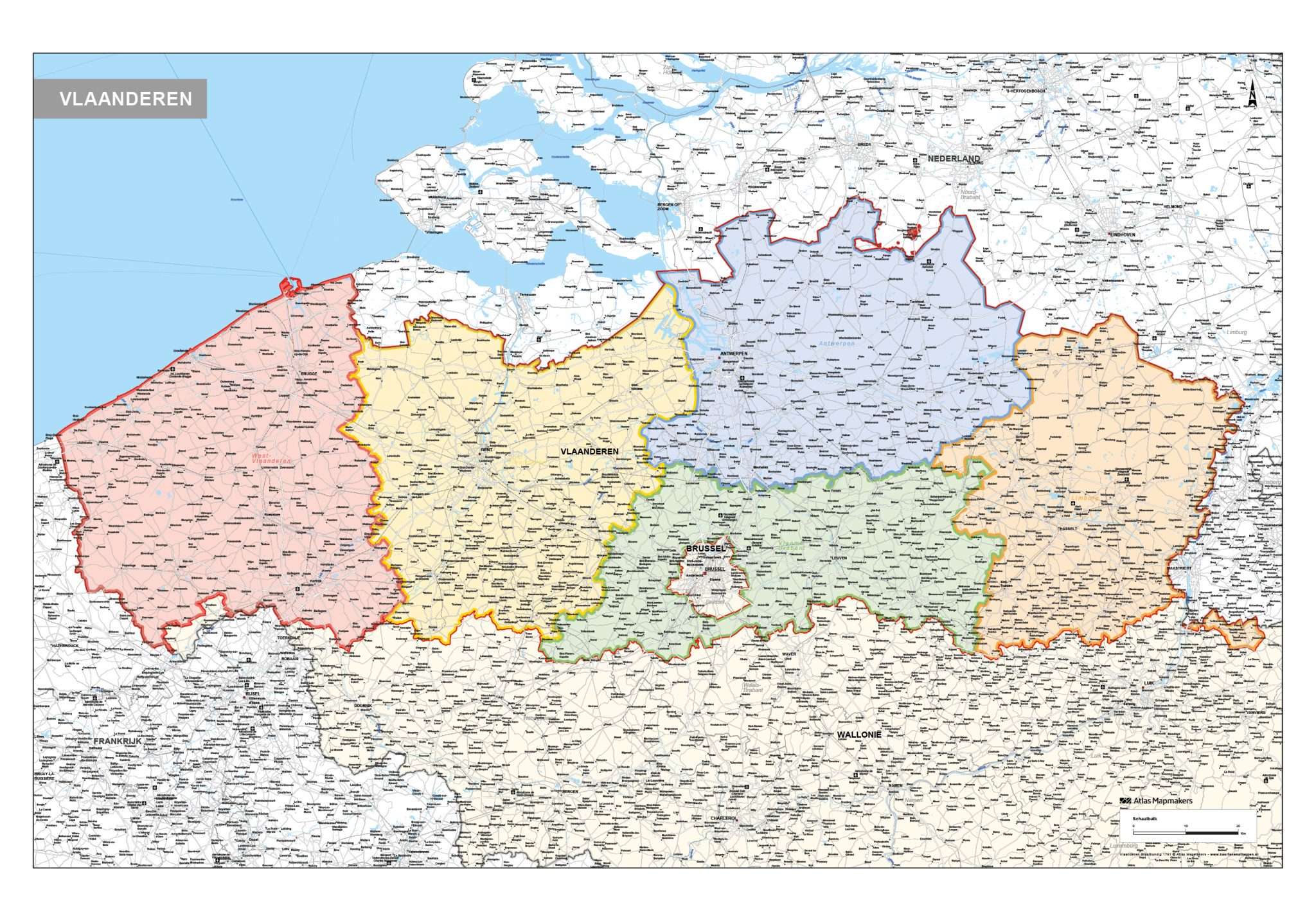 Vlaanderen Staatkundige Kaart 1751