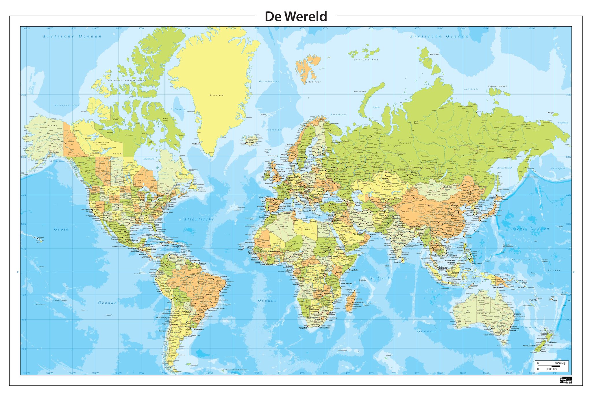 Wereldkaart Nederlandstalig