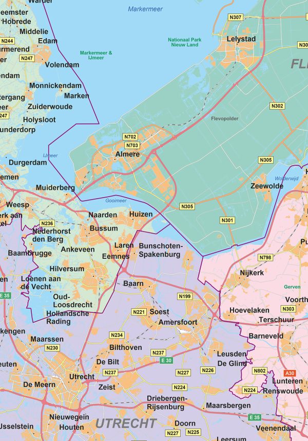 Wegenkaart Nederland detail