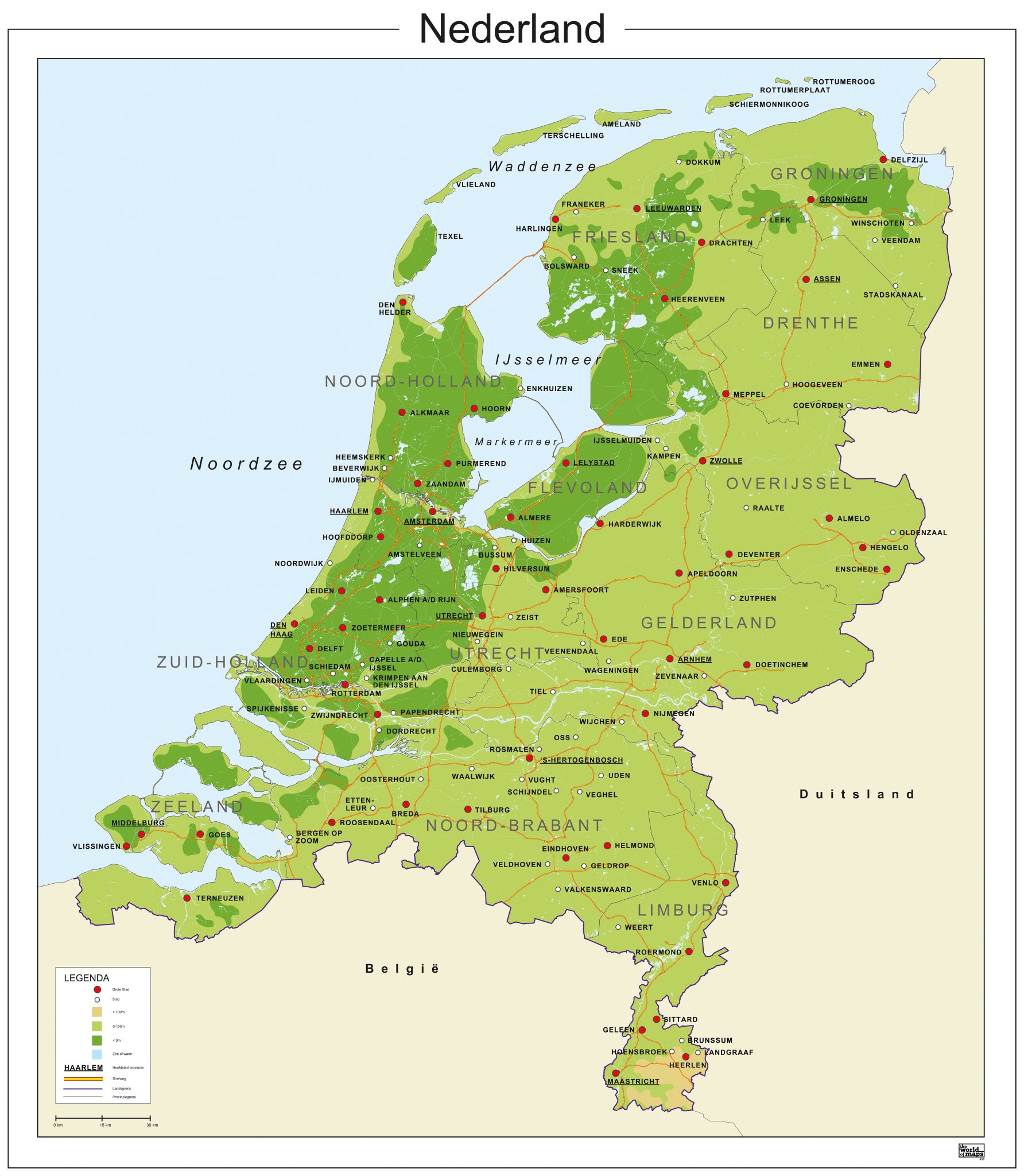 Kaart Nederland Natuurkundig 436
