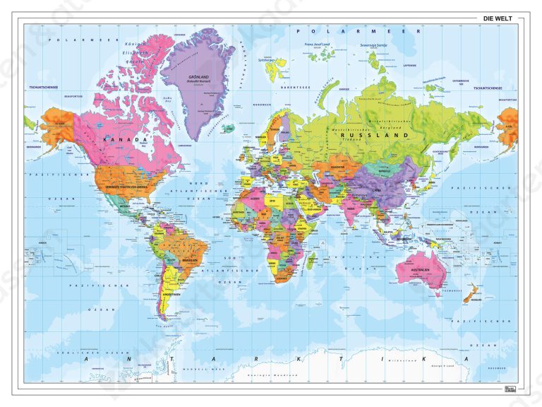 staatkundige wereldkaart met hoogte reliëf