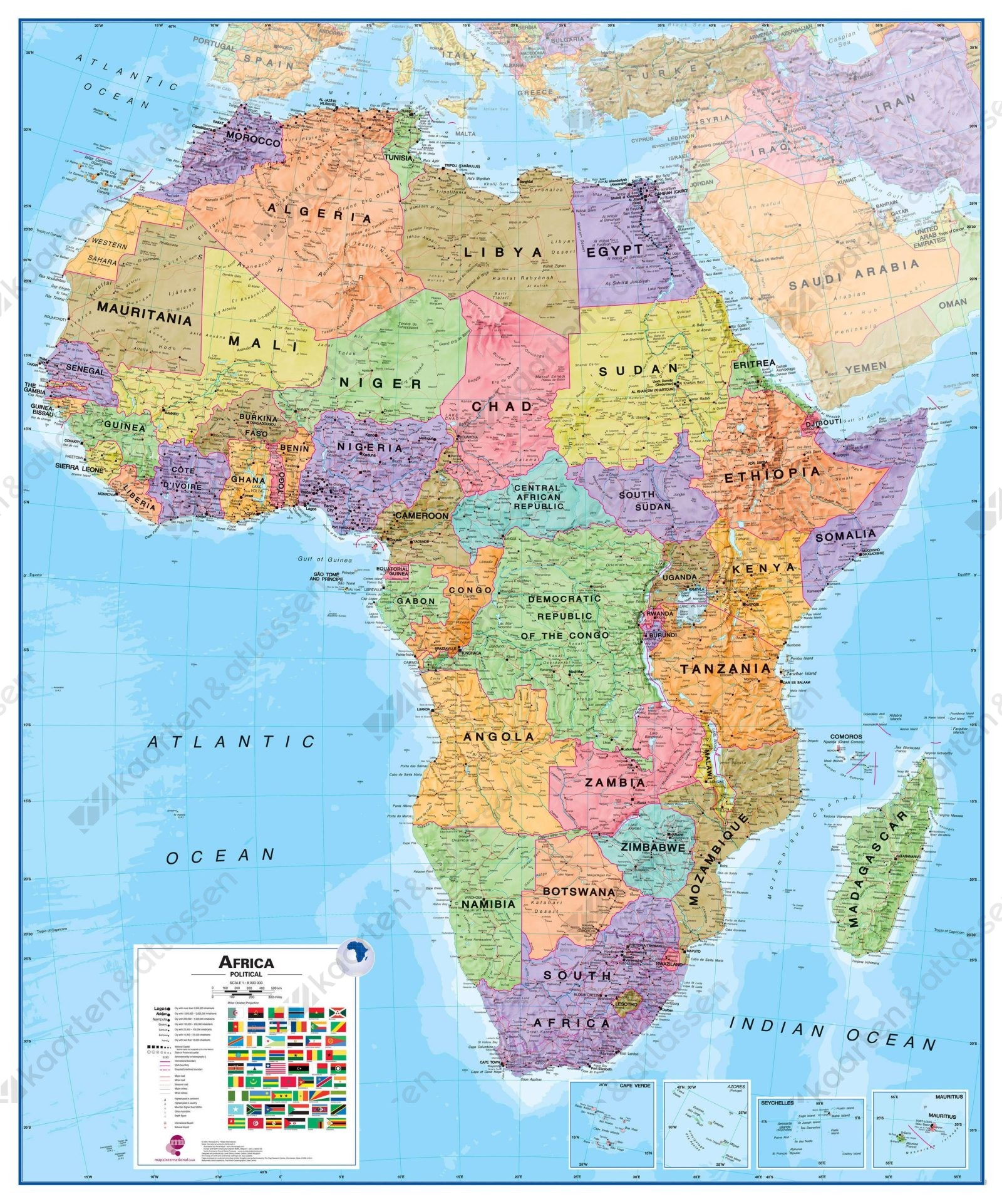 Afrika staatkundige wandkaart