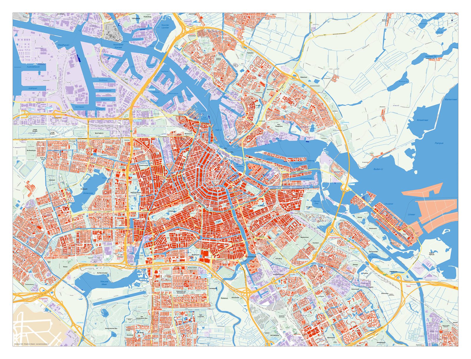 Decoratieve Stadskaart Amsterdam