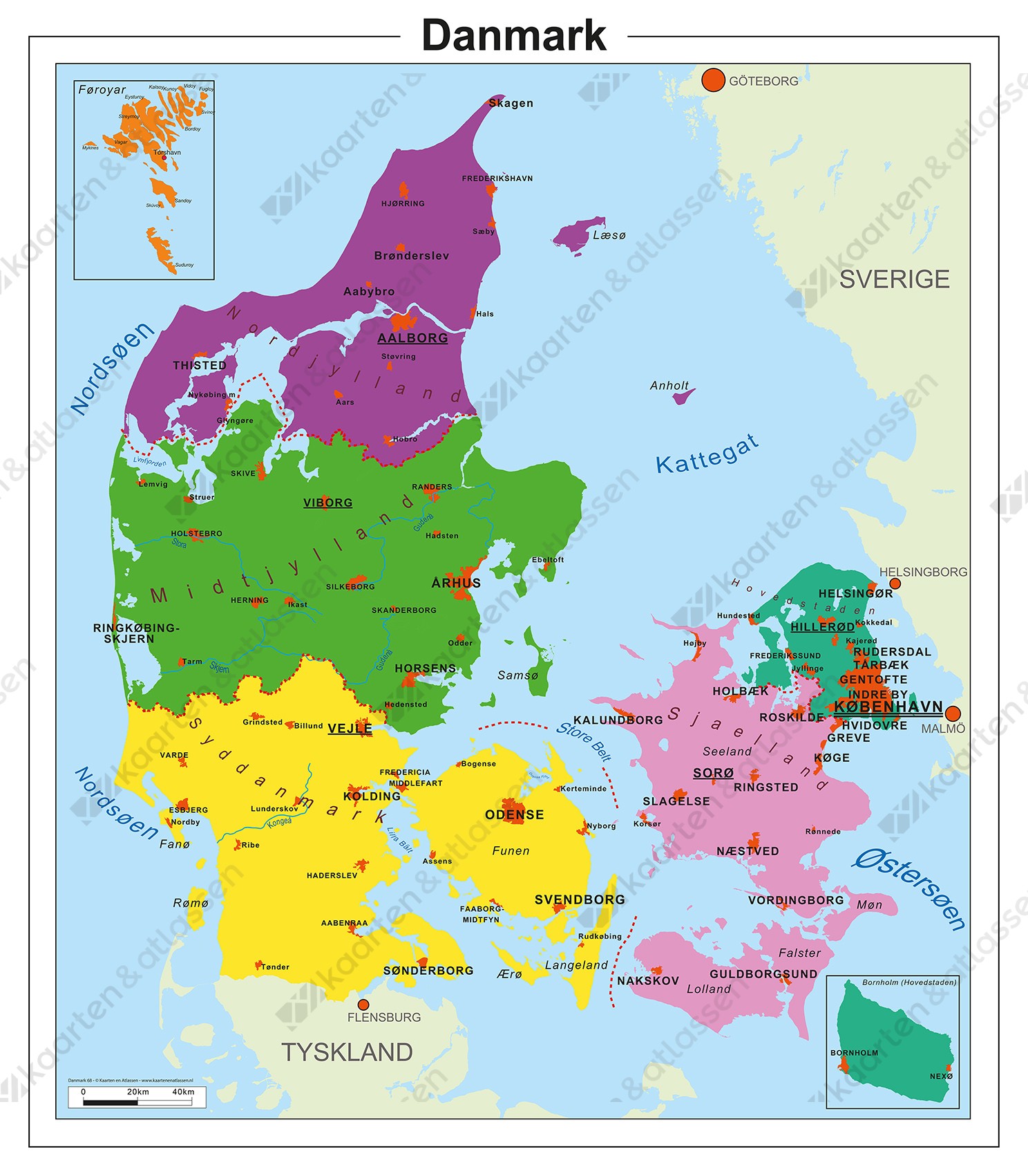 Denemarken Landkaart