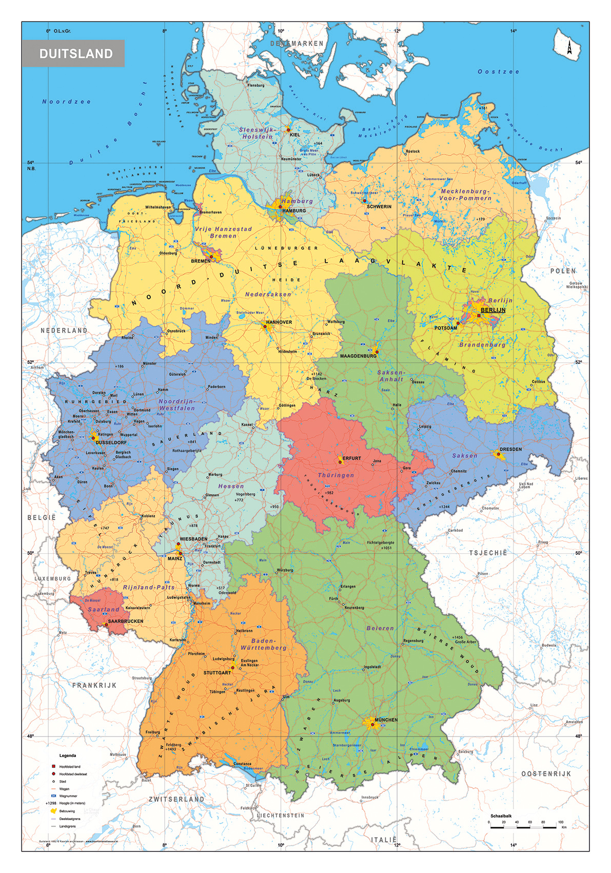 Duitsland Schoolkaart Staatkundig