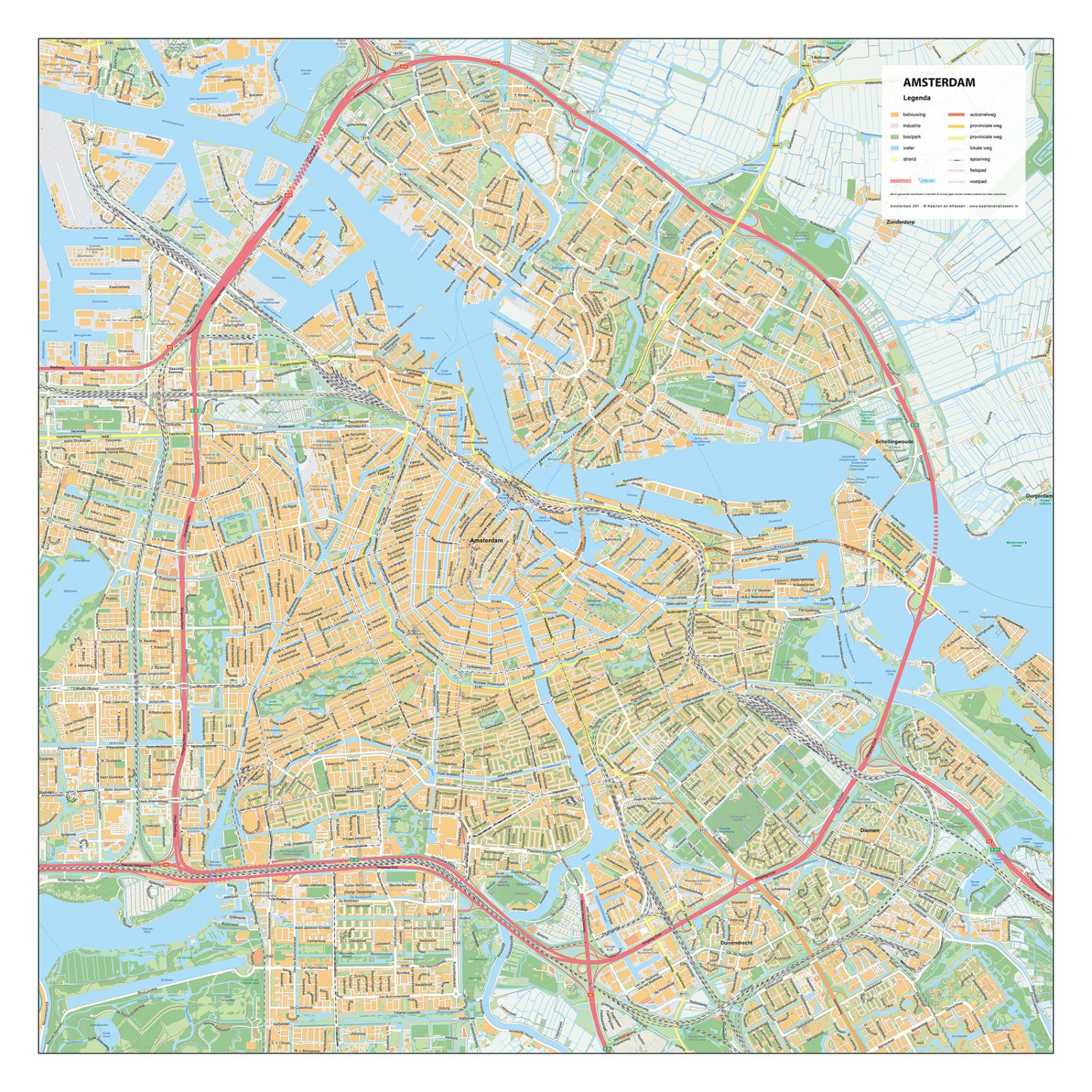 Stadsplattegrond Amsterdam Gedetailleerde Kaart