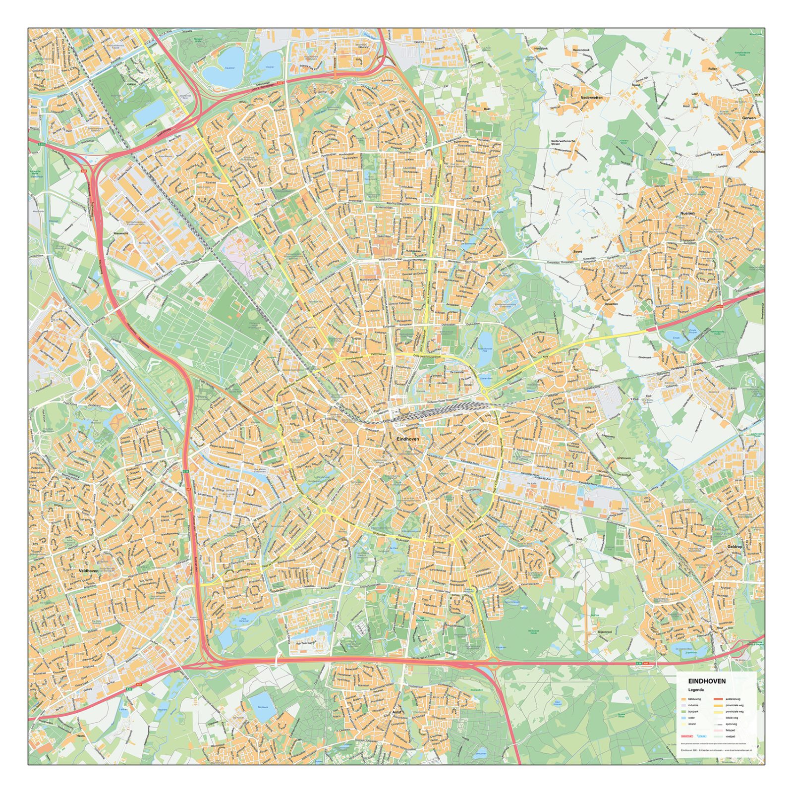 Stadsplattegrond Eindhoven Gedetailleerde Kaart