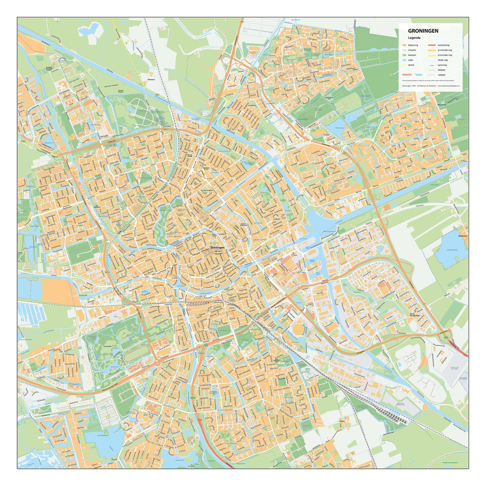Stadsplattegrond Groningen Gedetailleerde Kaart