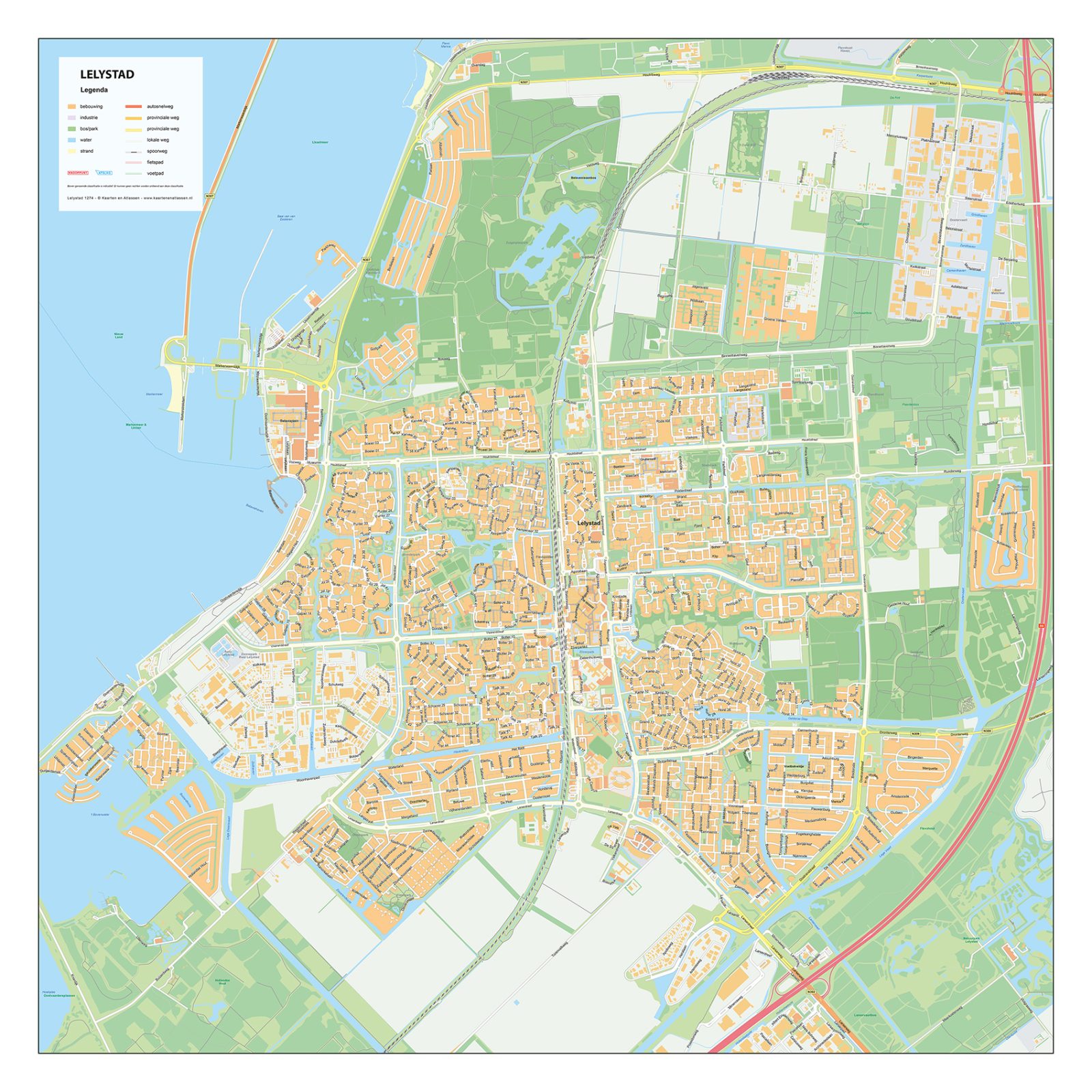 Stadsplattegrond Lelystad Gedetailleerde Kaart