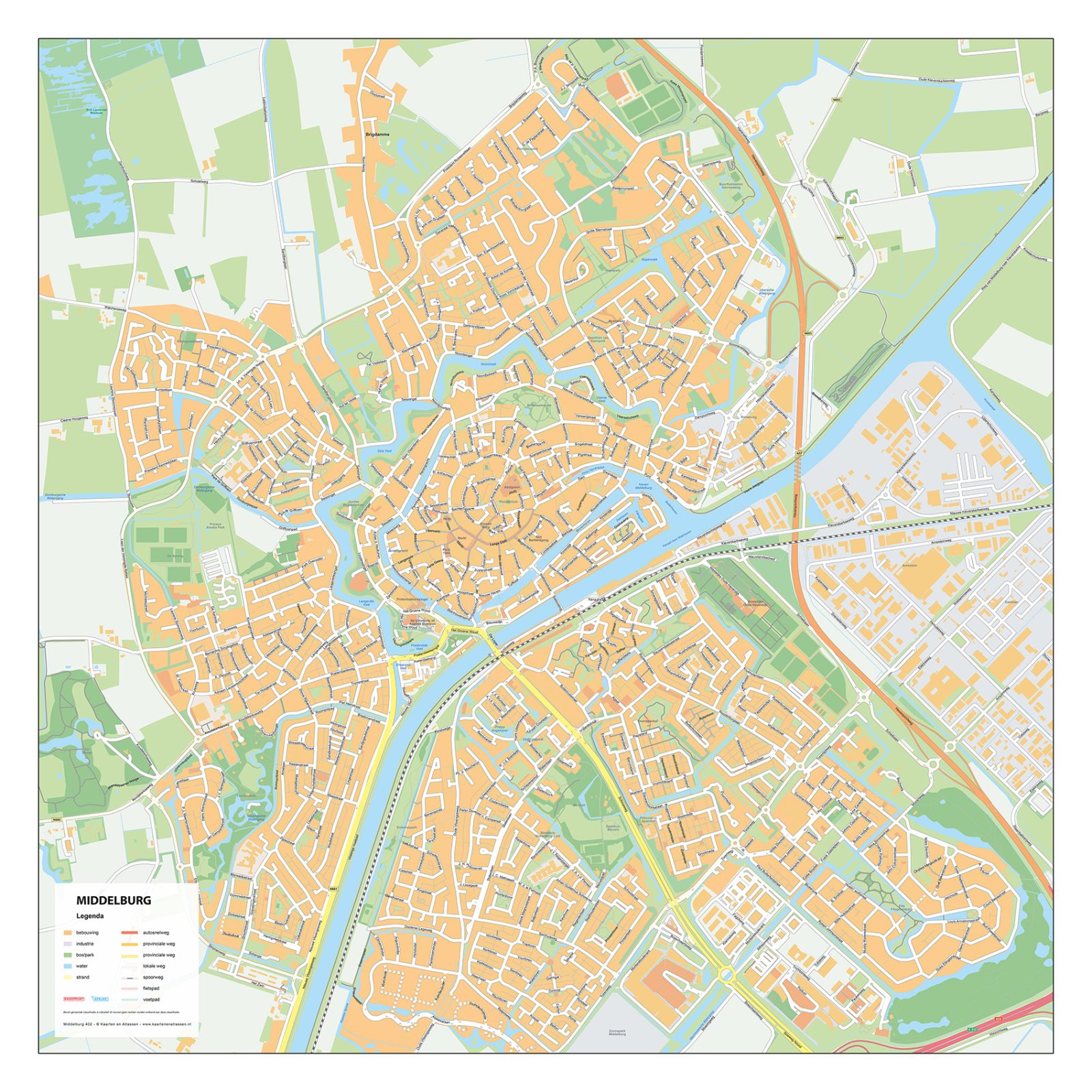 Stadsplattegrond Middelburg Gedetailleerde Kaart