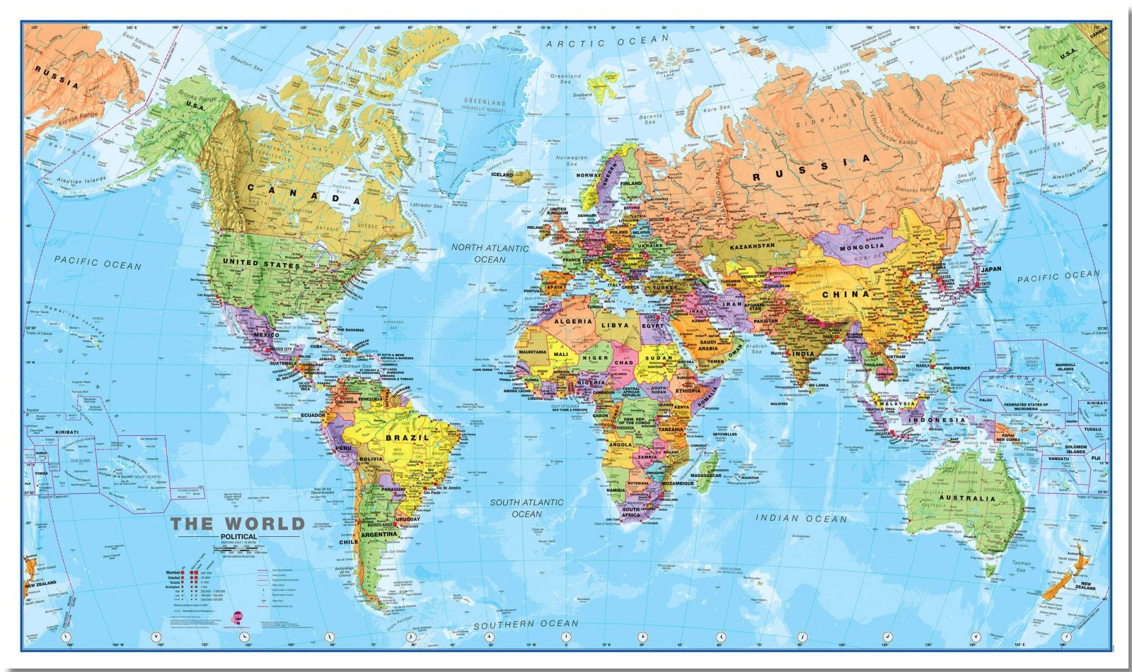 Maps International Wereldkaart staatkundig Engels