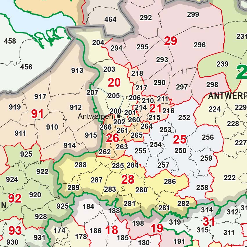 postcode kaart benelux duitsland