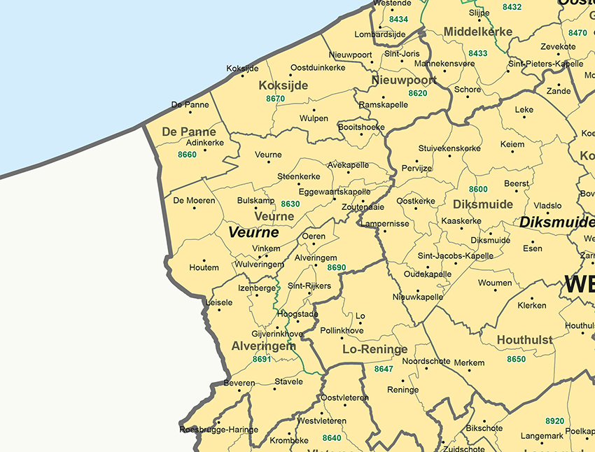 Complete Postcode/Gemeentekaart België