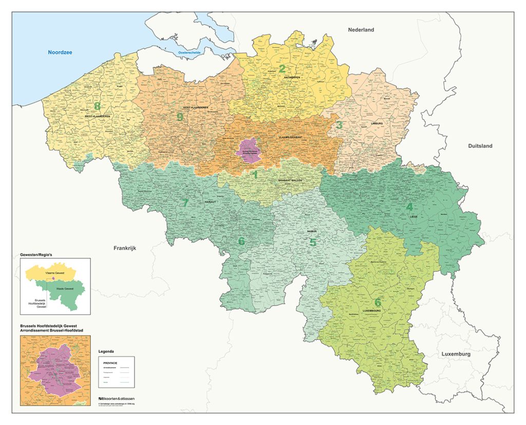 Complete Postcode/Gemeentekaart België