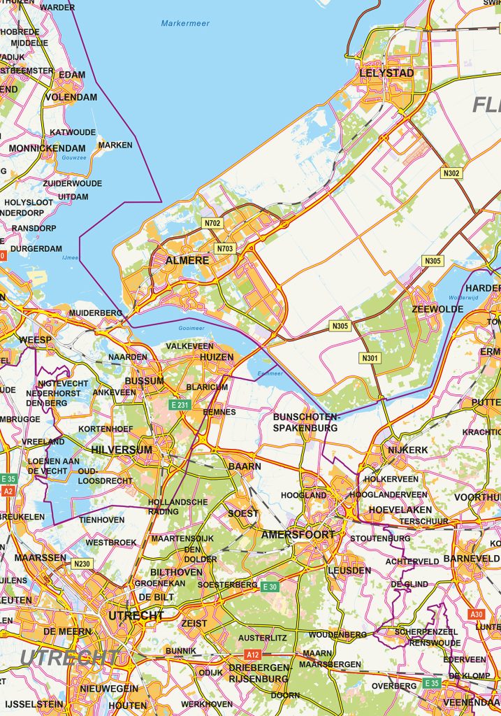 Wegenkaart Nederland detail