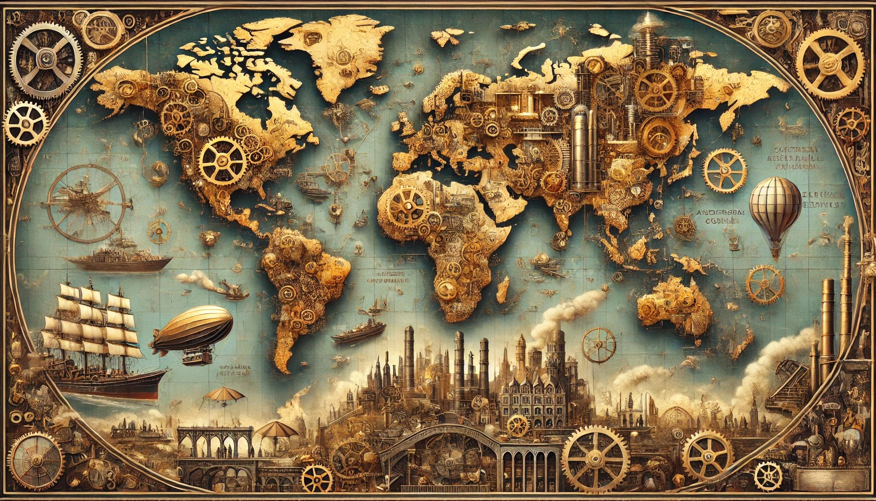 Steampunk wereldkaart