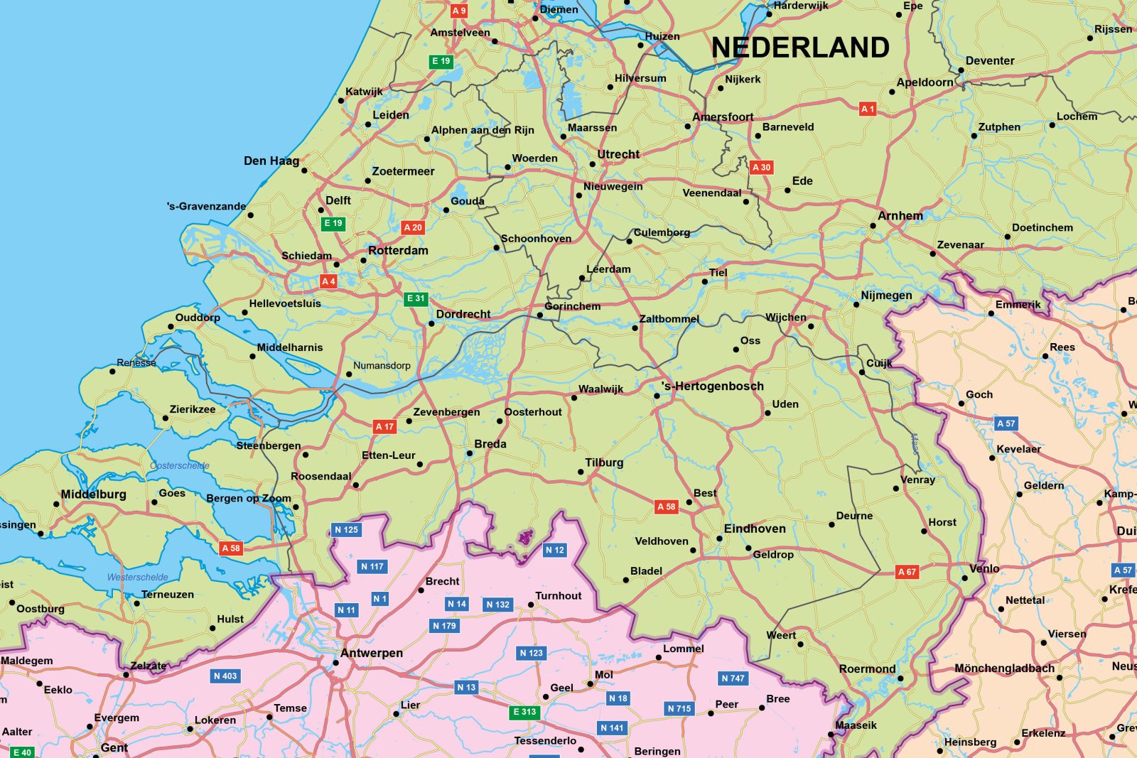 Benelux + Duitsland kaart 1827 - Afbeelding 2