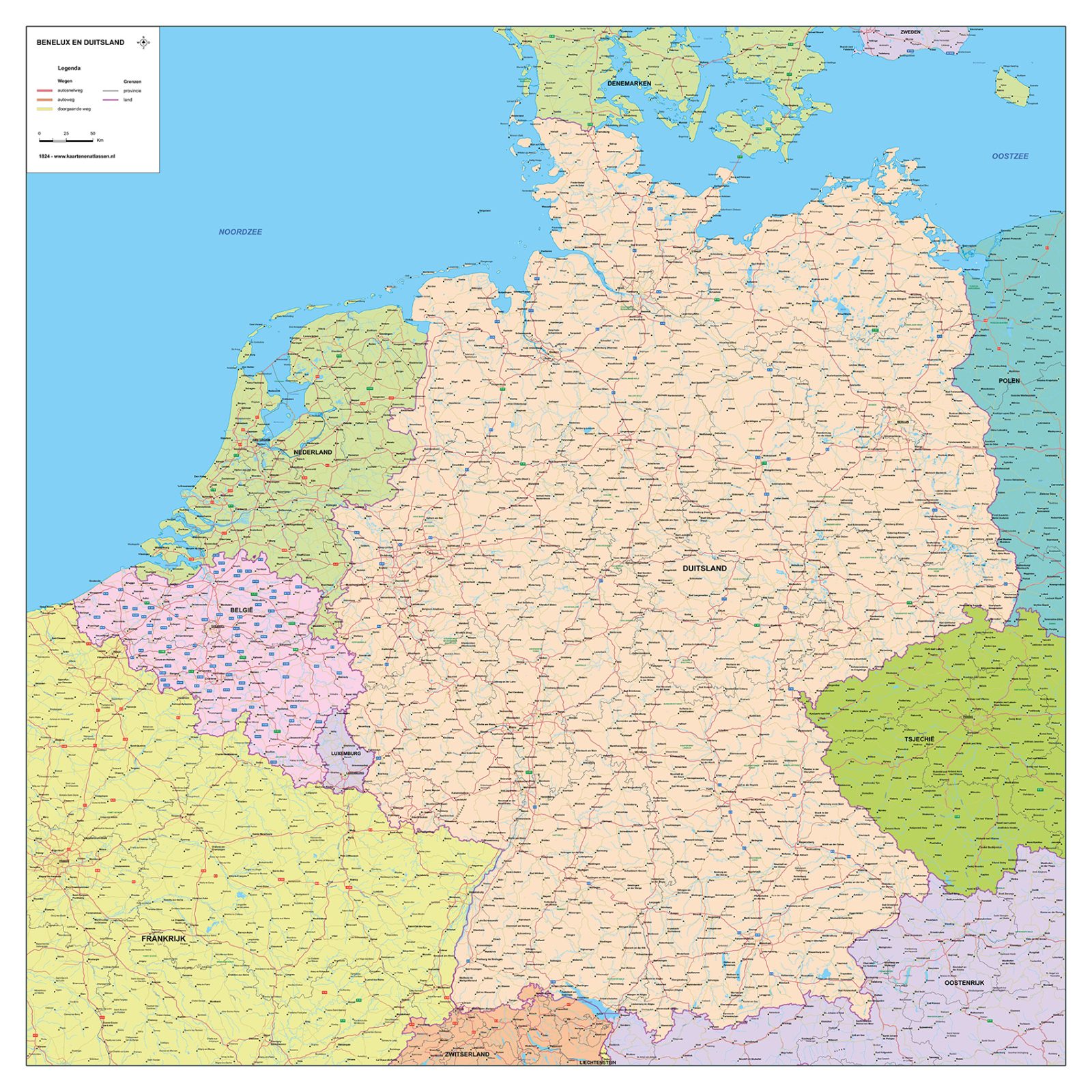 Benelux + Duitsland kaart