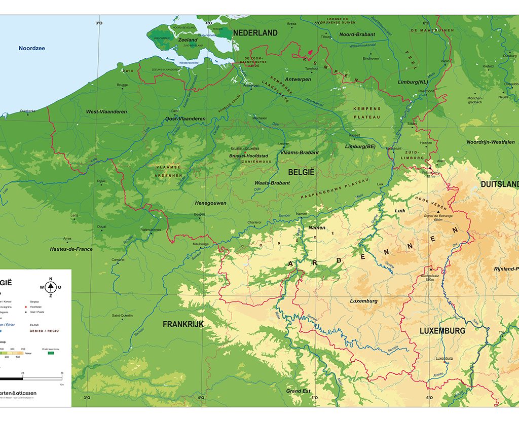 Schoolkaart België Natuurkundig