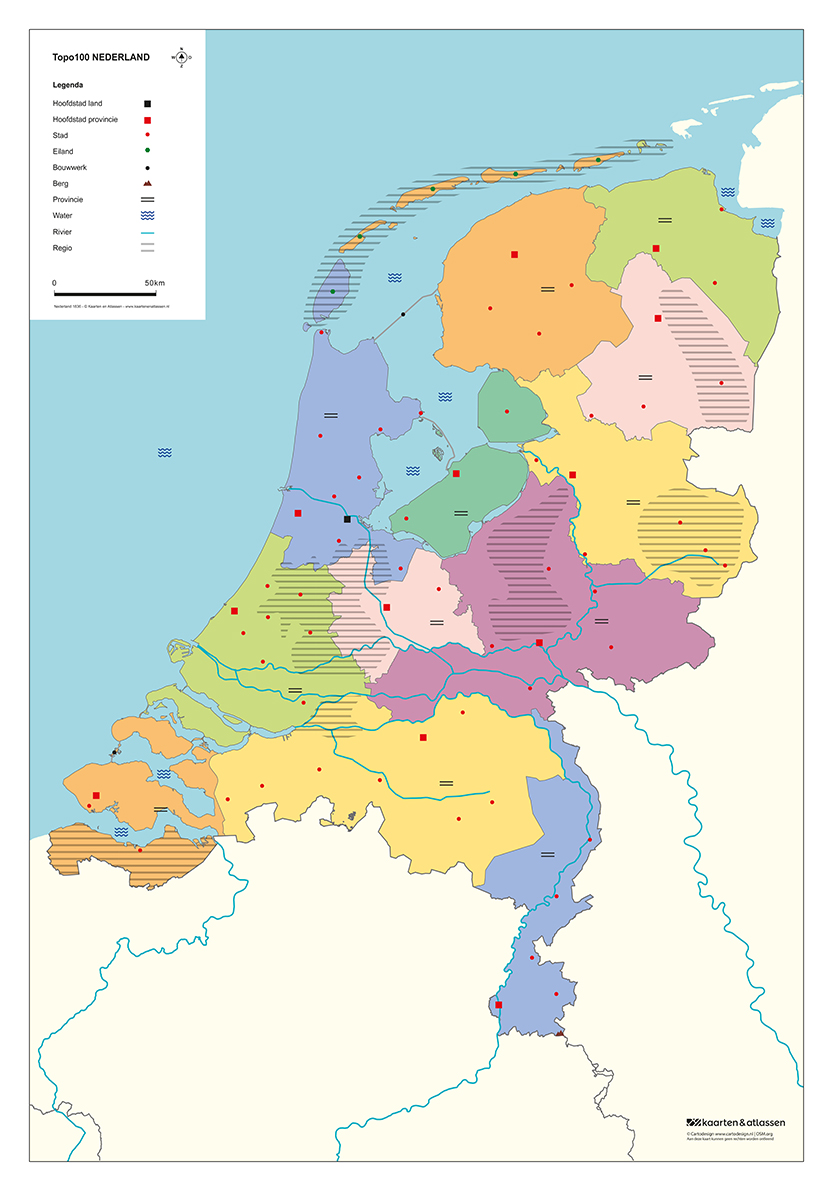TOPO100 Blinde kaart Nederland