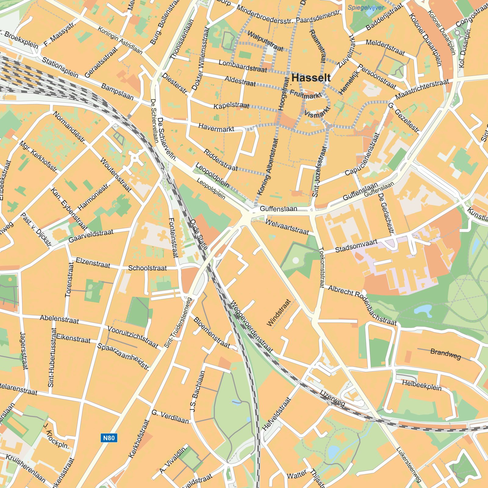 Kaart Hasselt detail