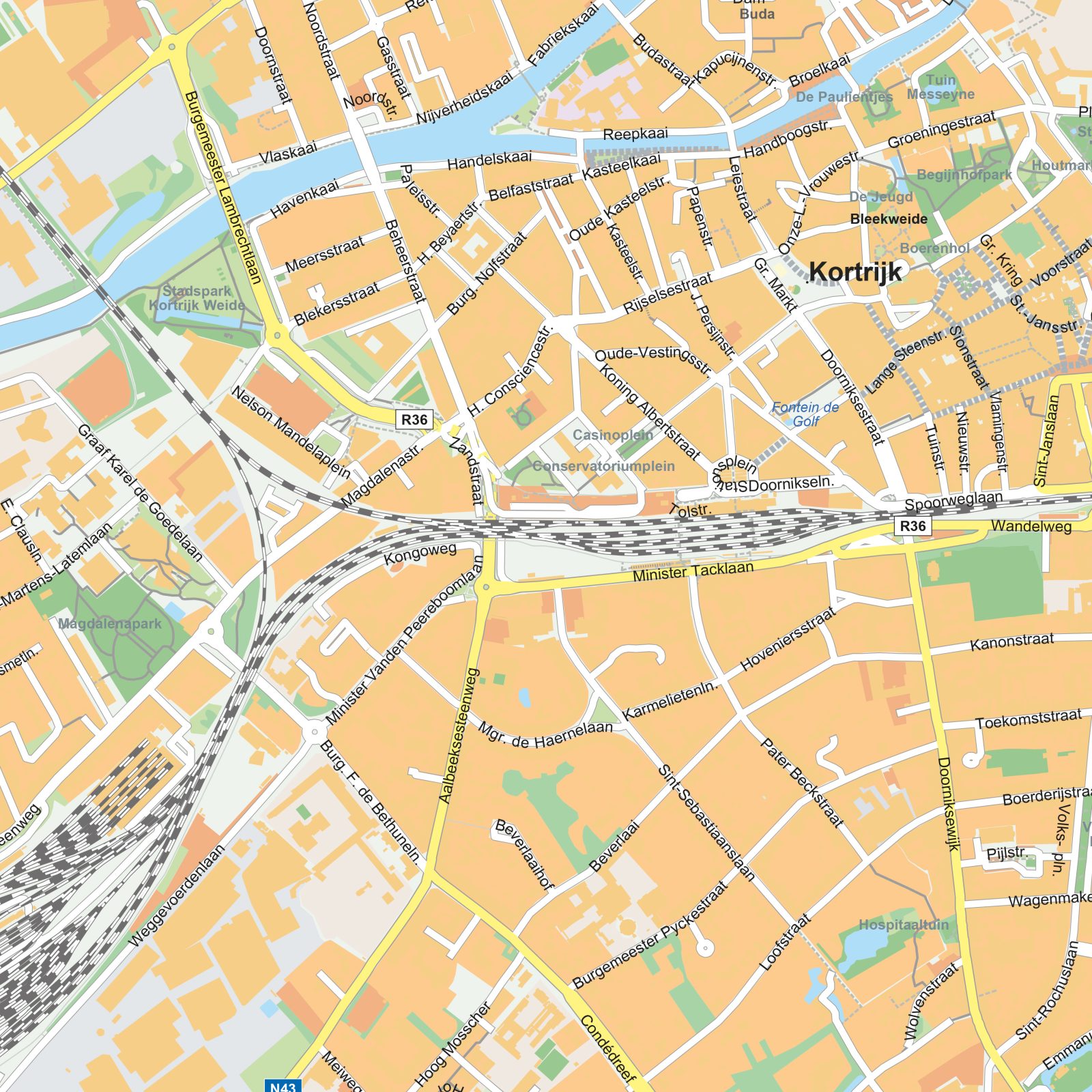 Kaart Kortrijk detail