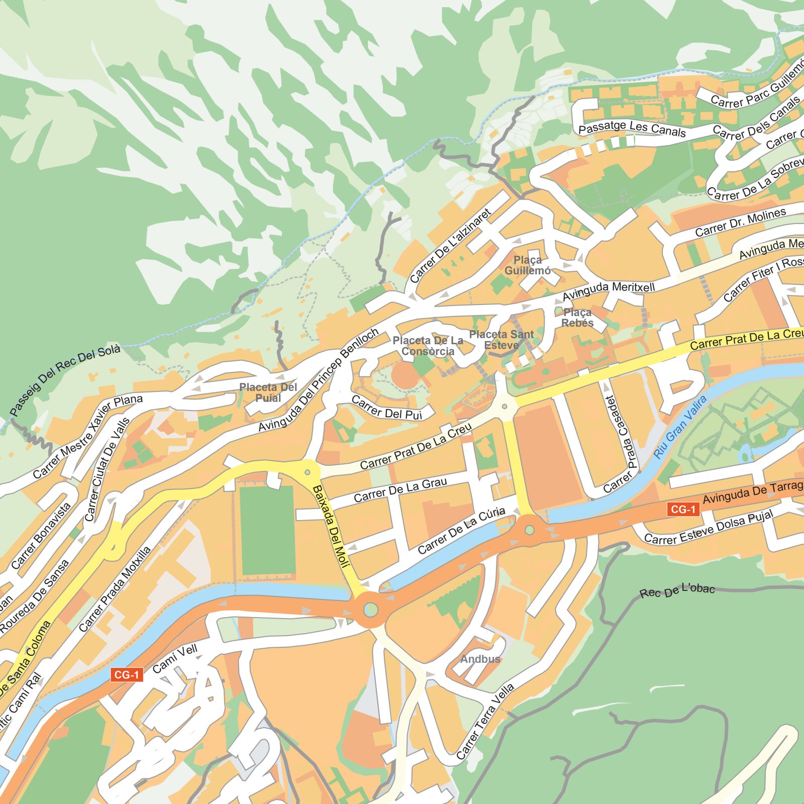 Kaart Andorra La Vella detail
