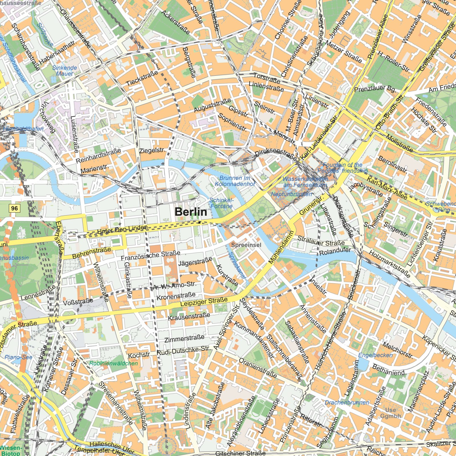 Kaart Berlijn detail