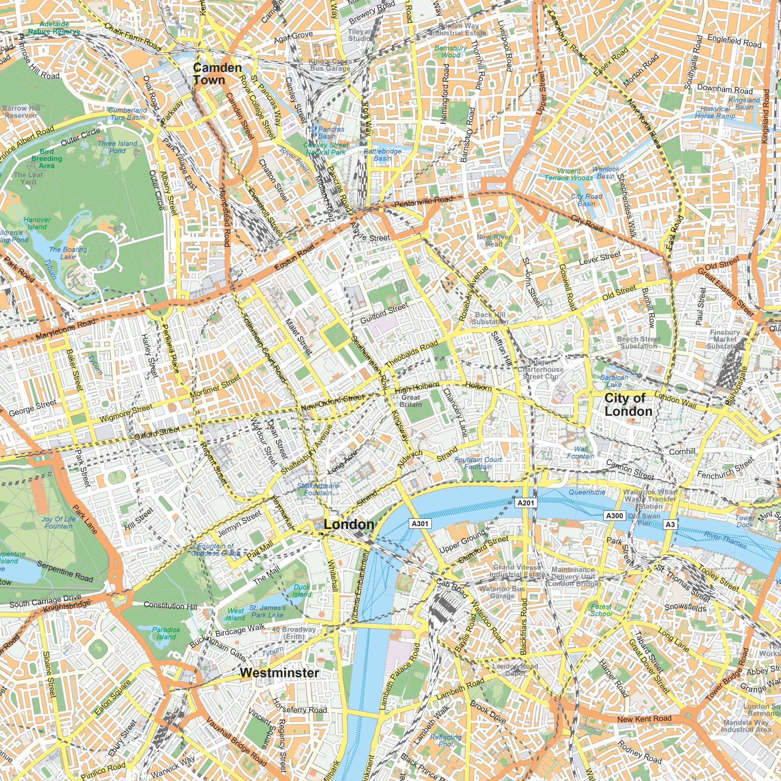 Kaart Groot London detail