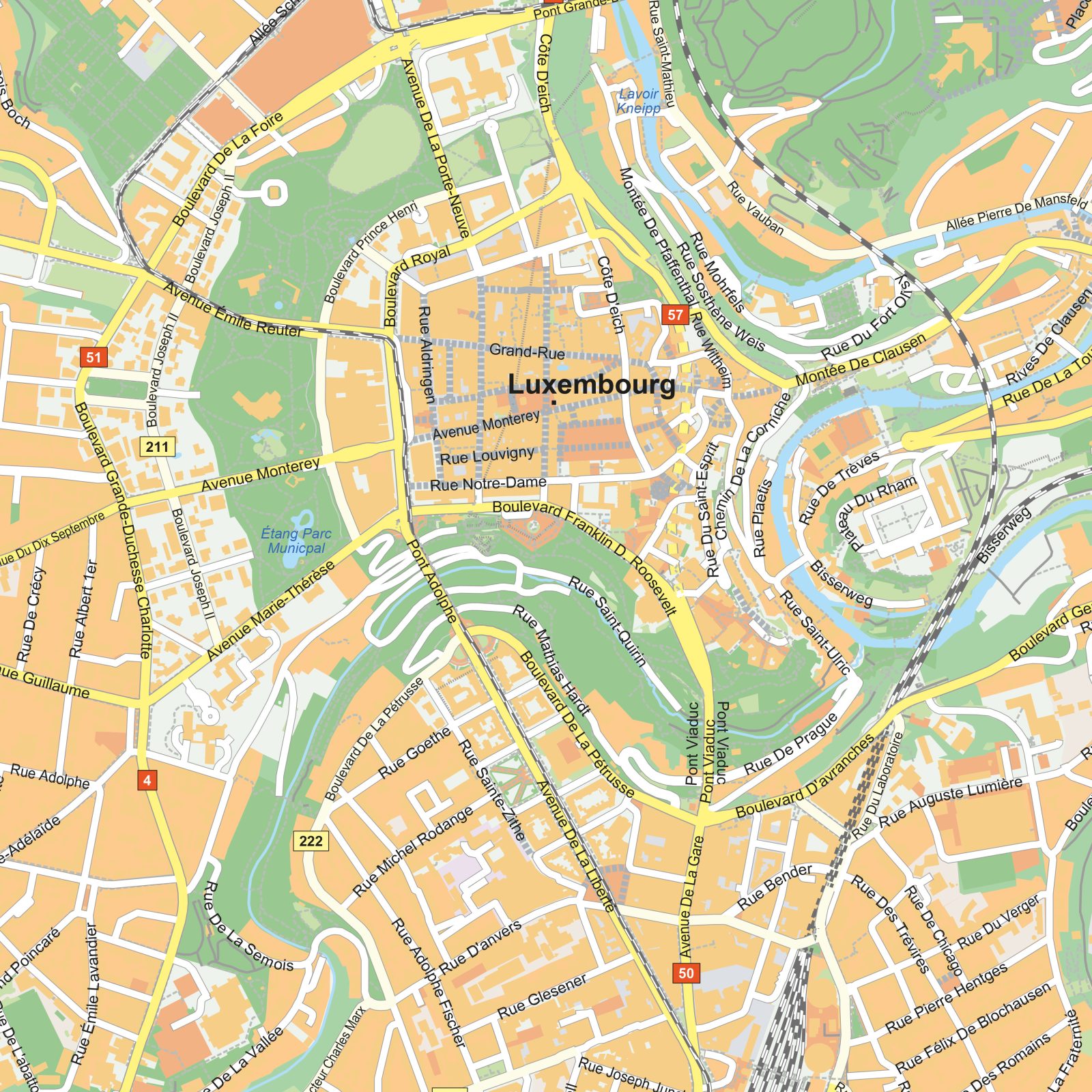 Kaart Luxemburg detail