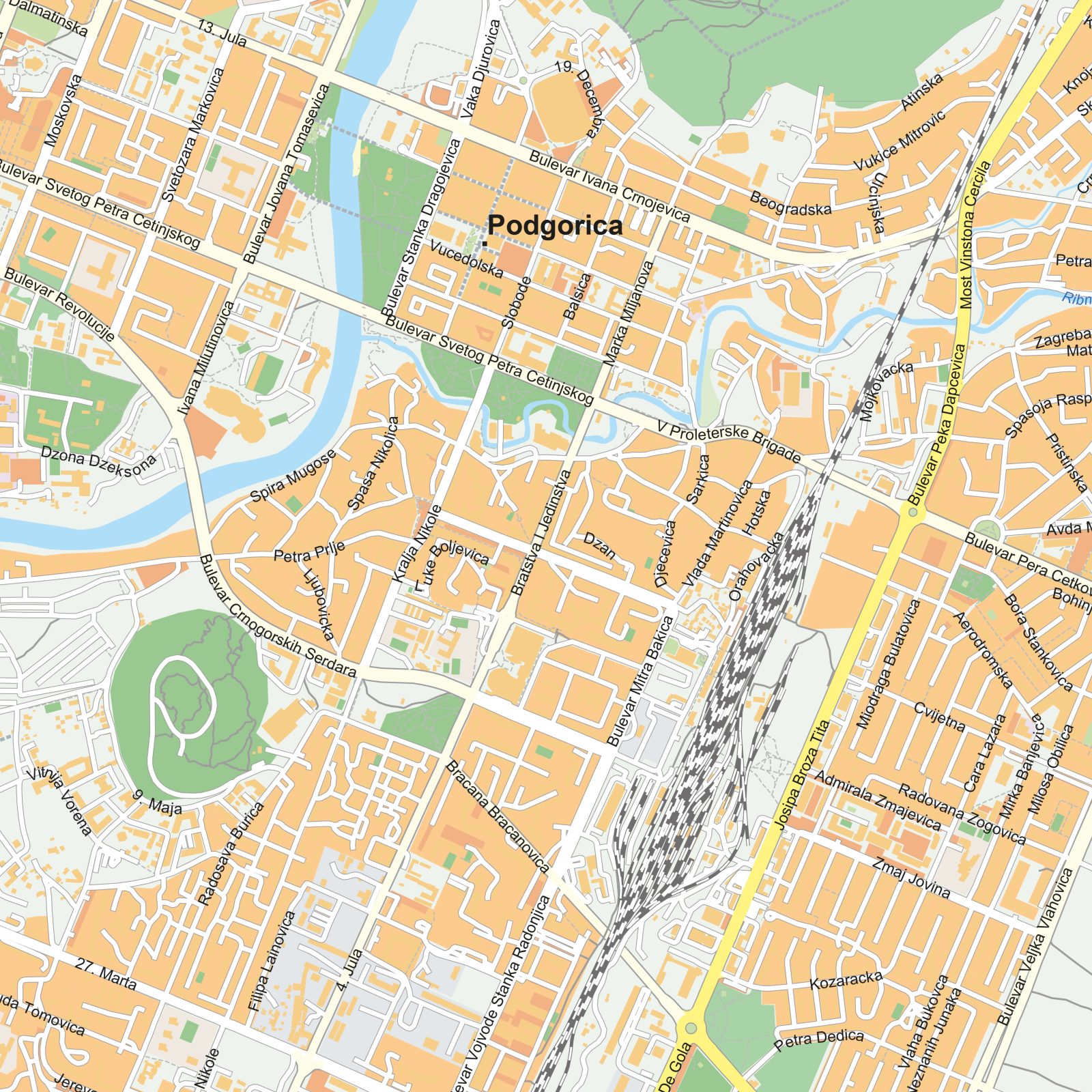 Kaart Podgorica detail