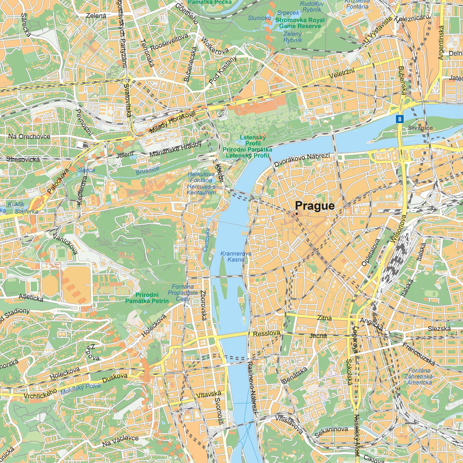 Kaart Praag detail