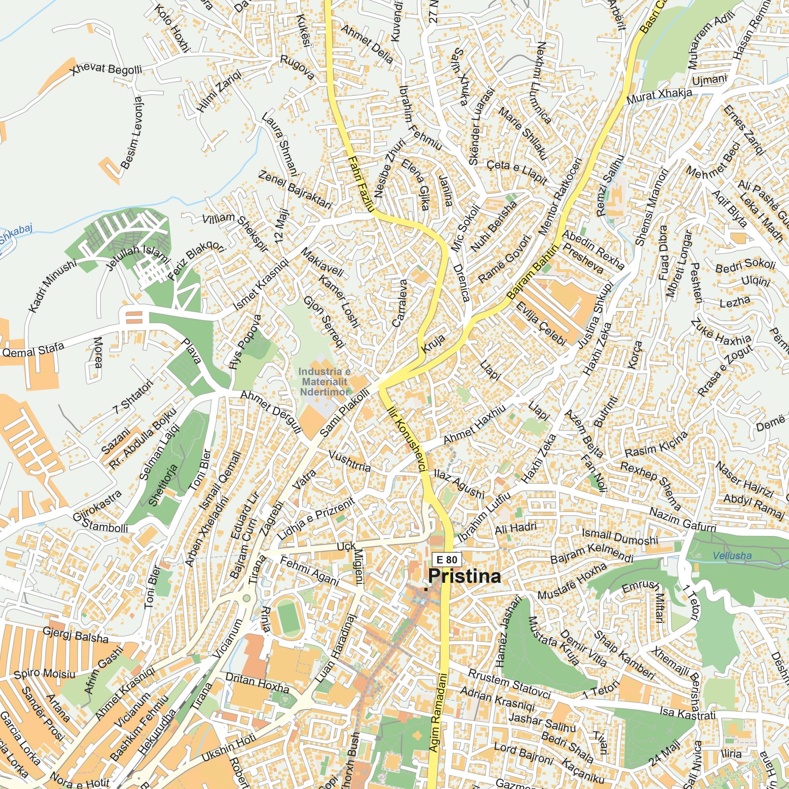 Kaart Pristina detail