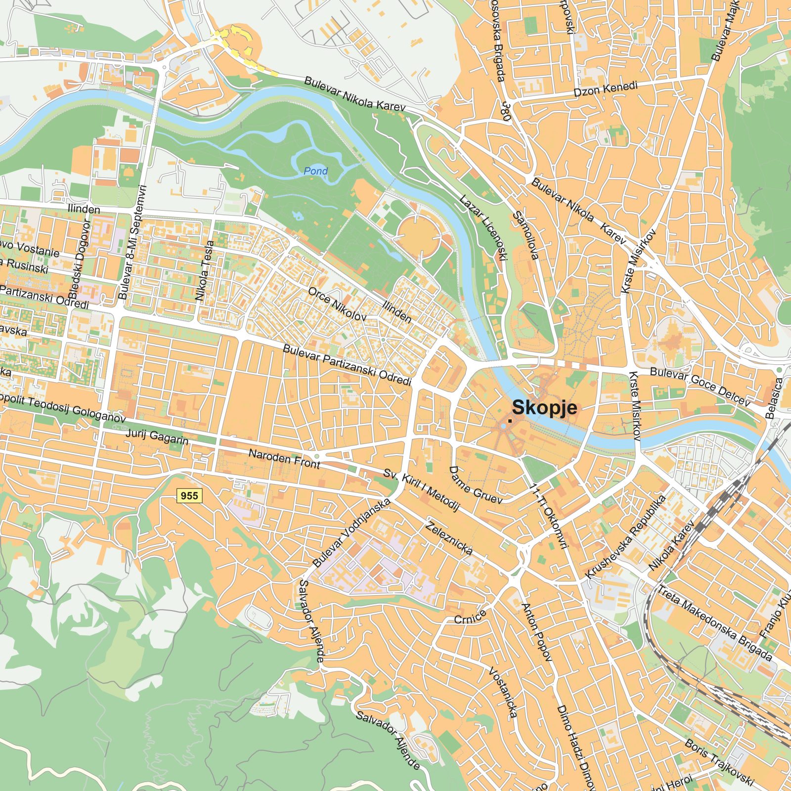 Kaart Skopje detail