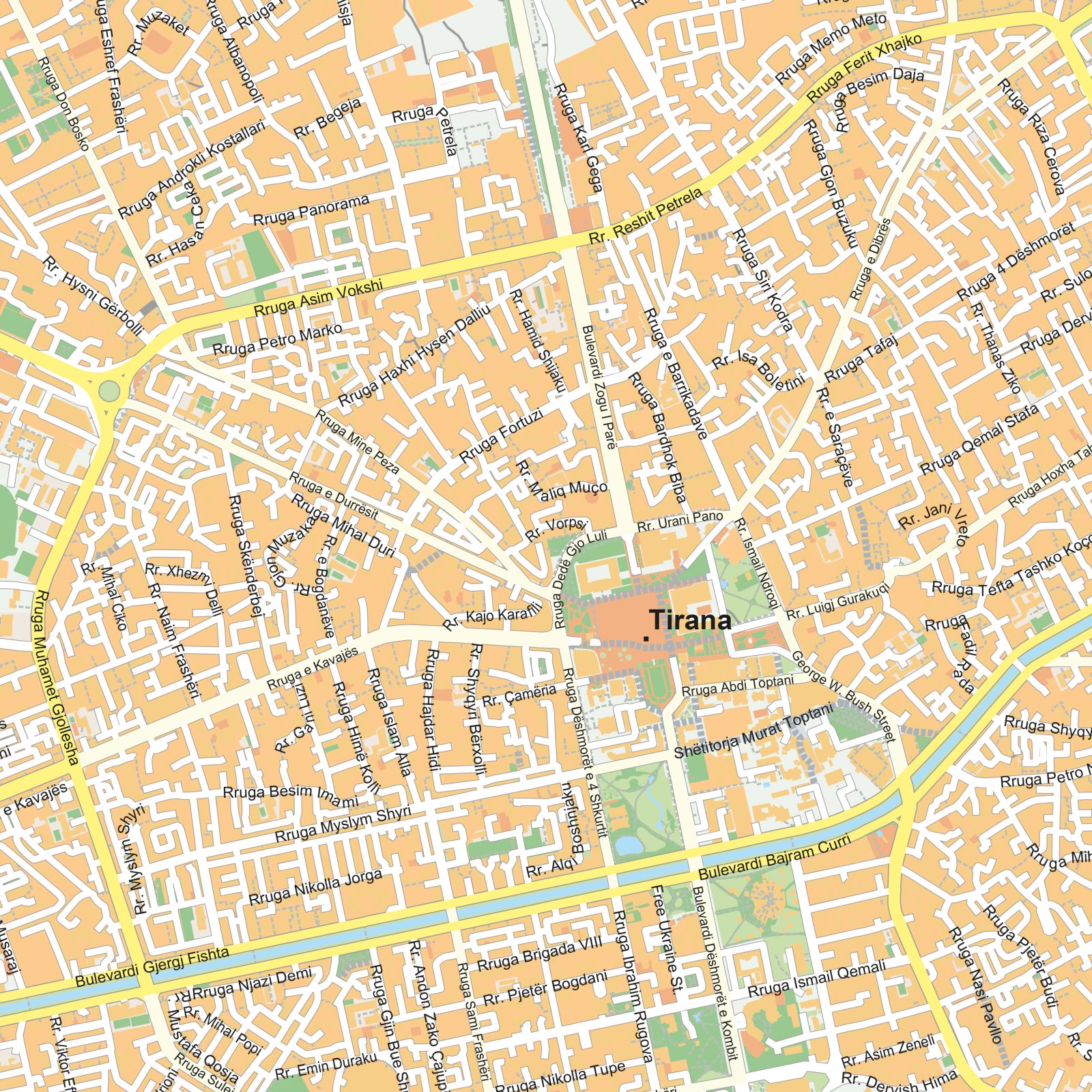 Kaart Tirana detail
