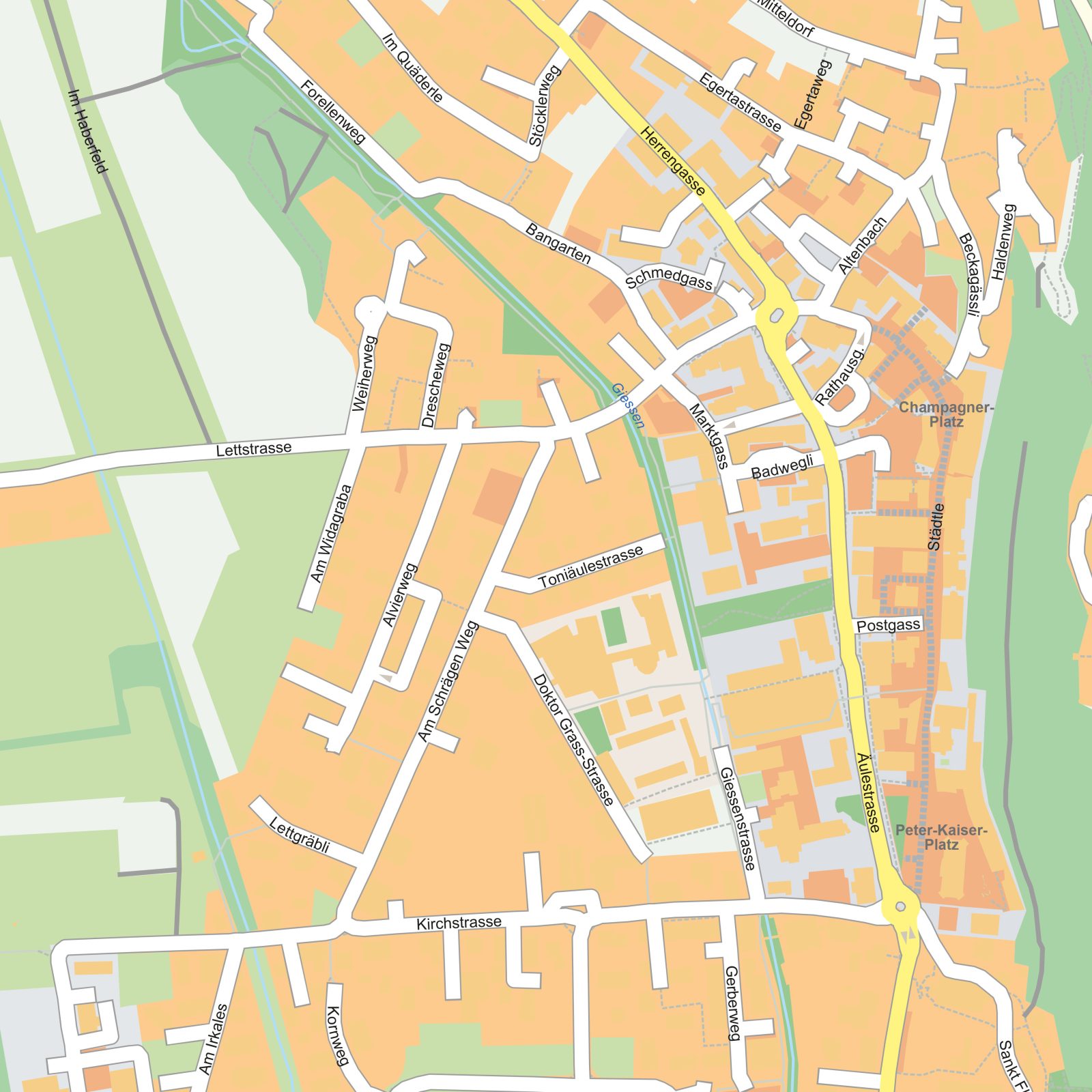 Kaart Vaduz detail