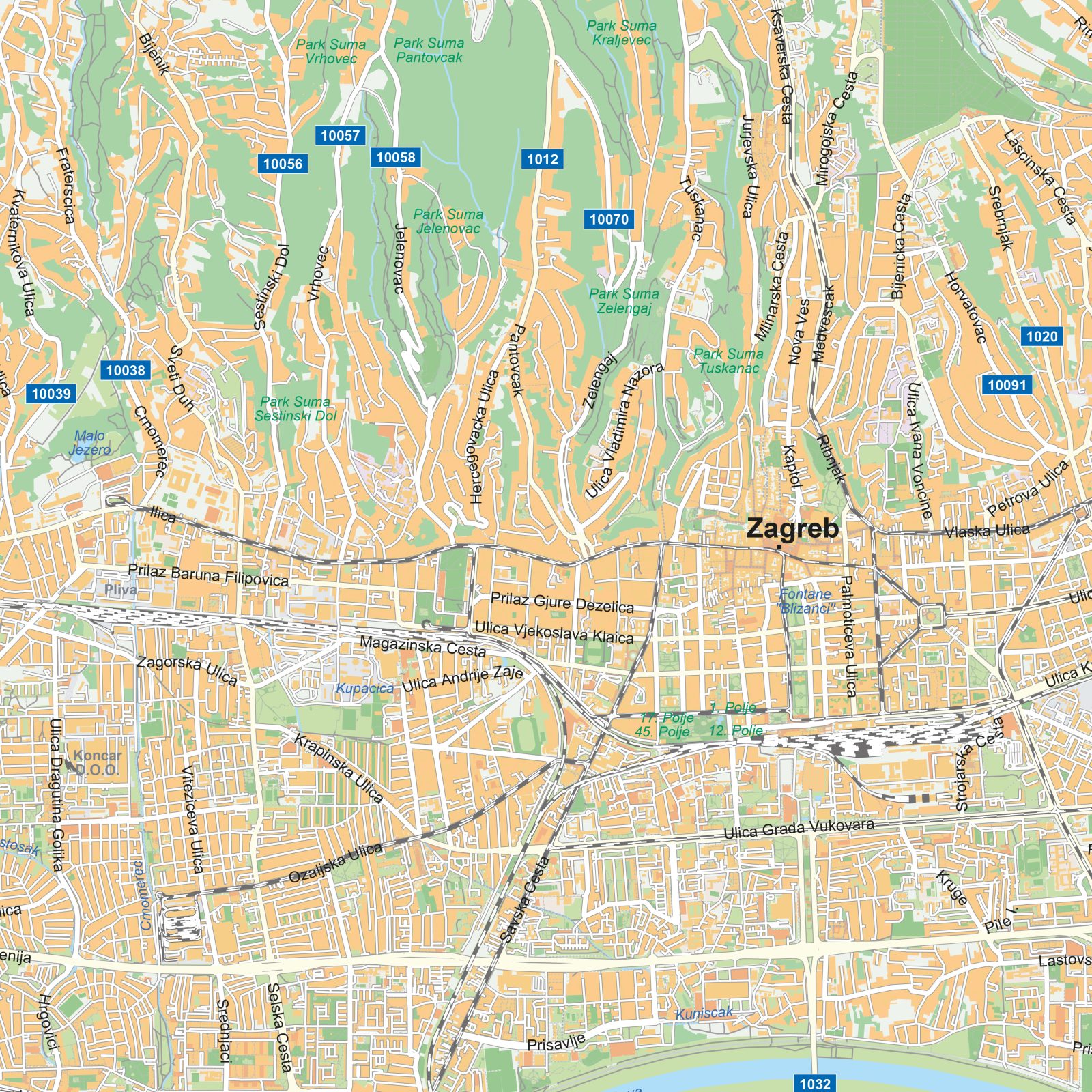 Kaart Zagreb detail