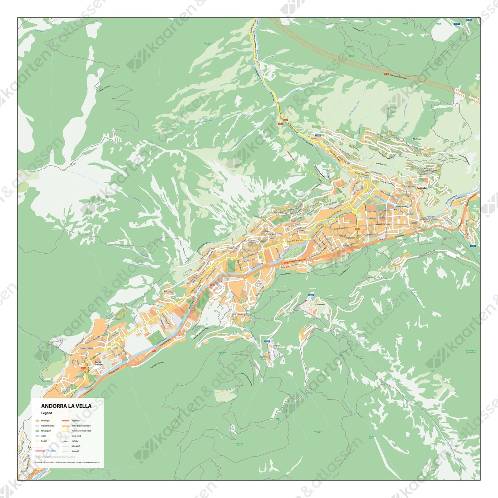 Kaart Andorra La Vella Stadsplattegrond